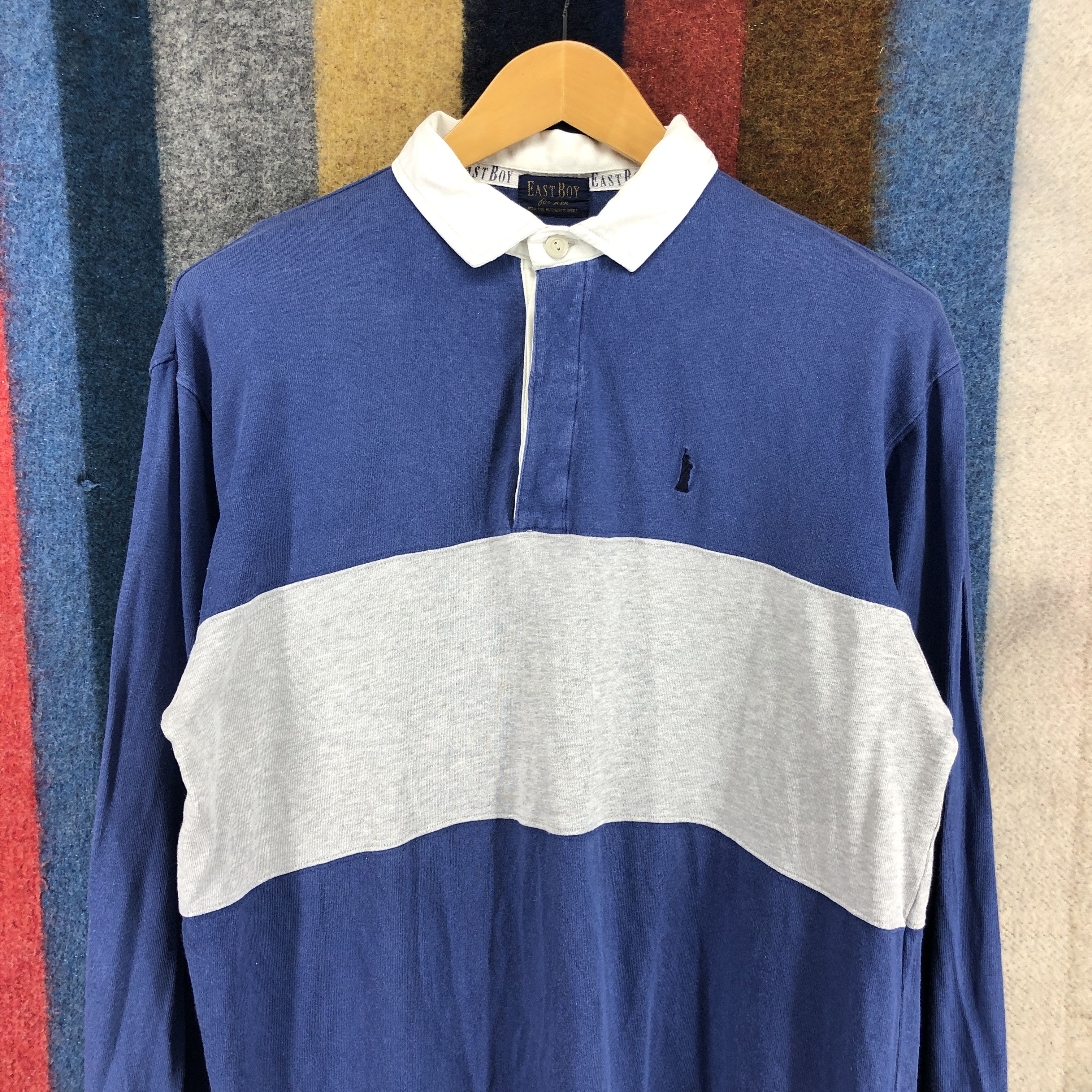 Japanese Brand EAST BOY FOR MEN Striped Polo Rugby #0518/V Size US M / EU 48-50 / 2 - 2 Thumbnail