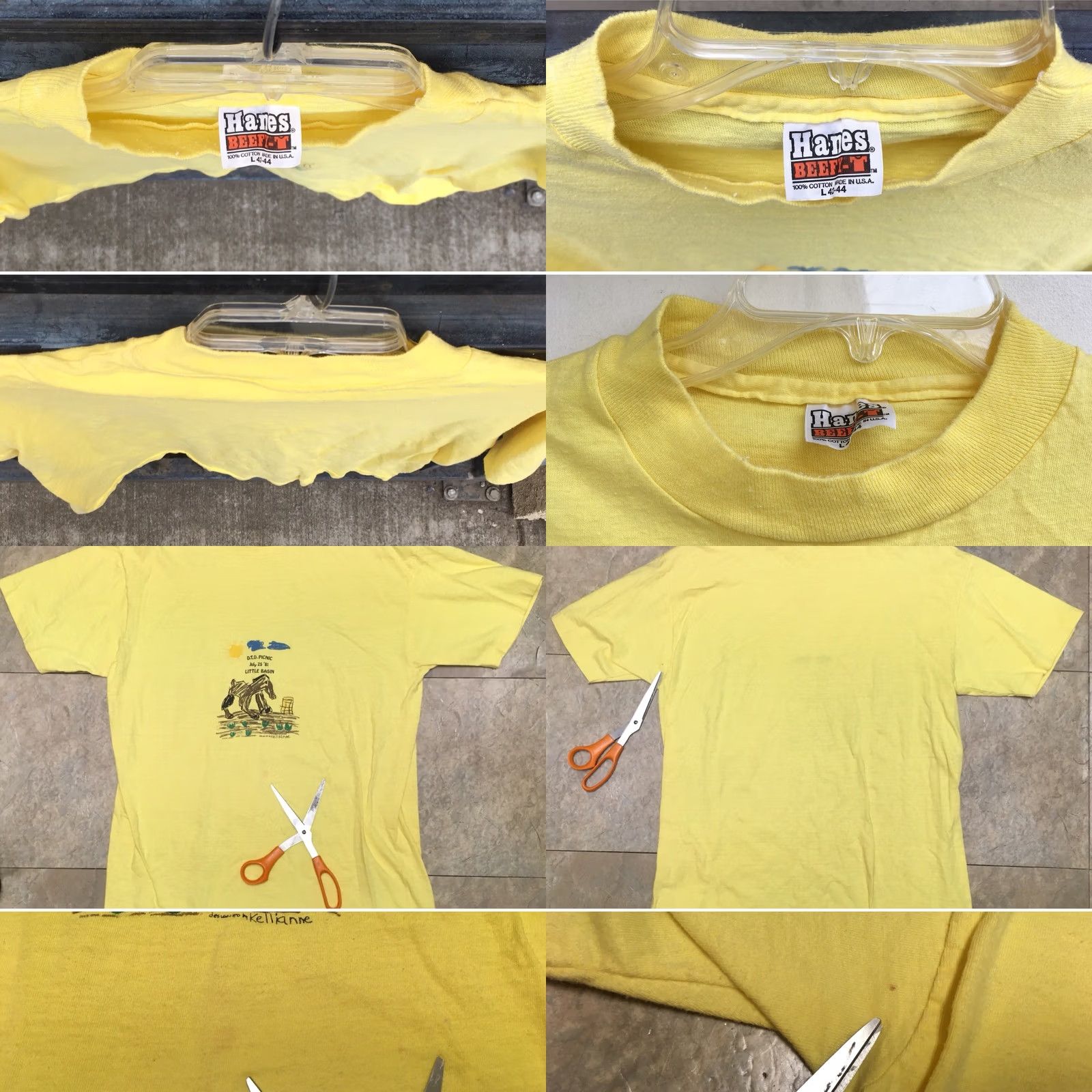 Hanes VINTAGE Hanes DTD Picnic July 25 81 Little Basin Picnic T Shirt Mens L Yellow 1980s Graphic Tee Size US L / EU 52-54 / 3 - 8 Thumbnail