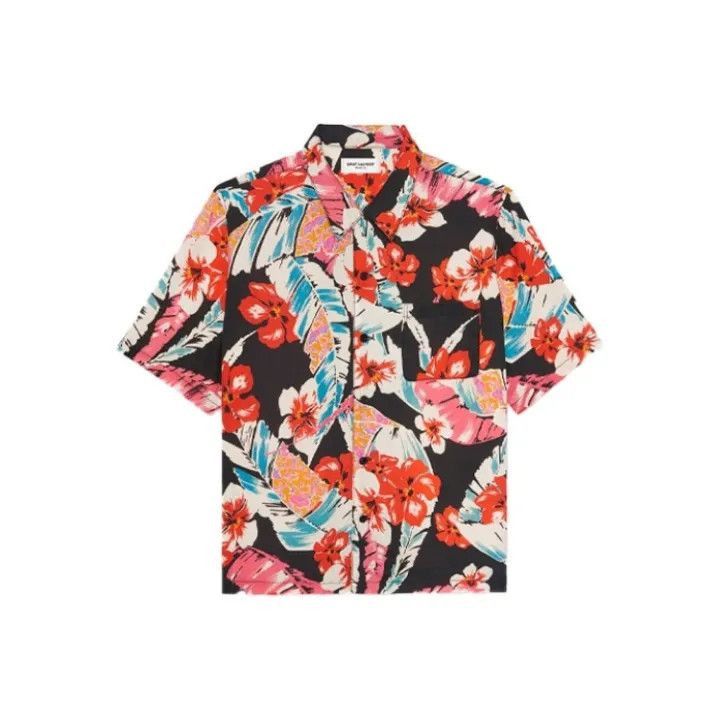 Other Saint Laurent Floral Print Short Sleeve Shirt-2507 Size US S / EU 44-46 / 1 - 1 Thumbnail
