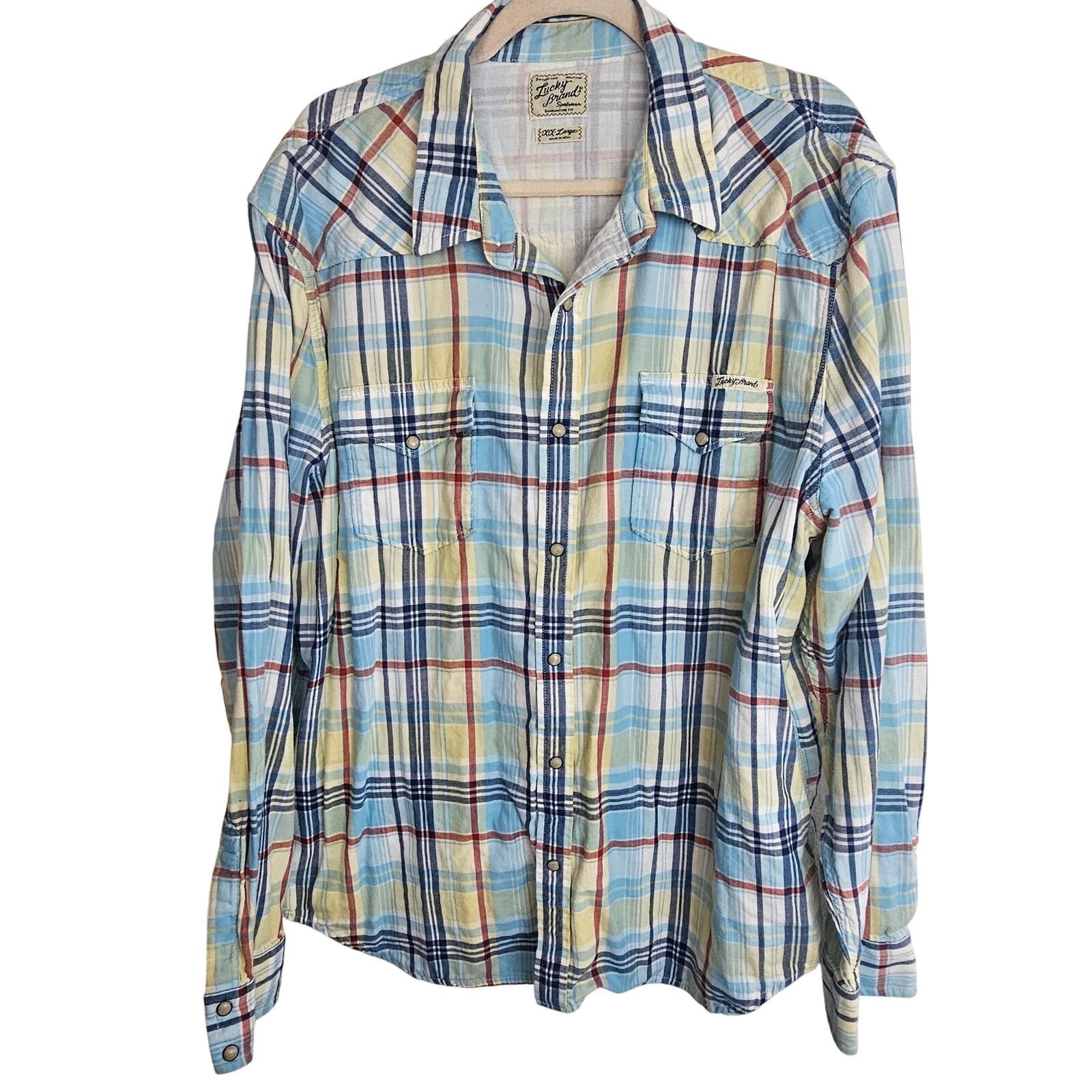 Lucky Brand Lucky Brand Mens Plaid Flannel Western Shirt Sz XXL Cowboy Size US XXL / EU 58 / 5 - 1 Thumbnail
