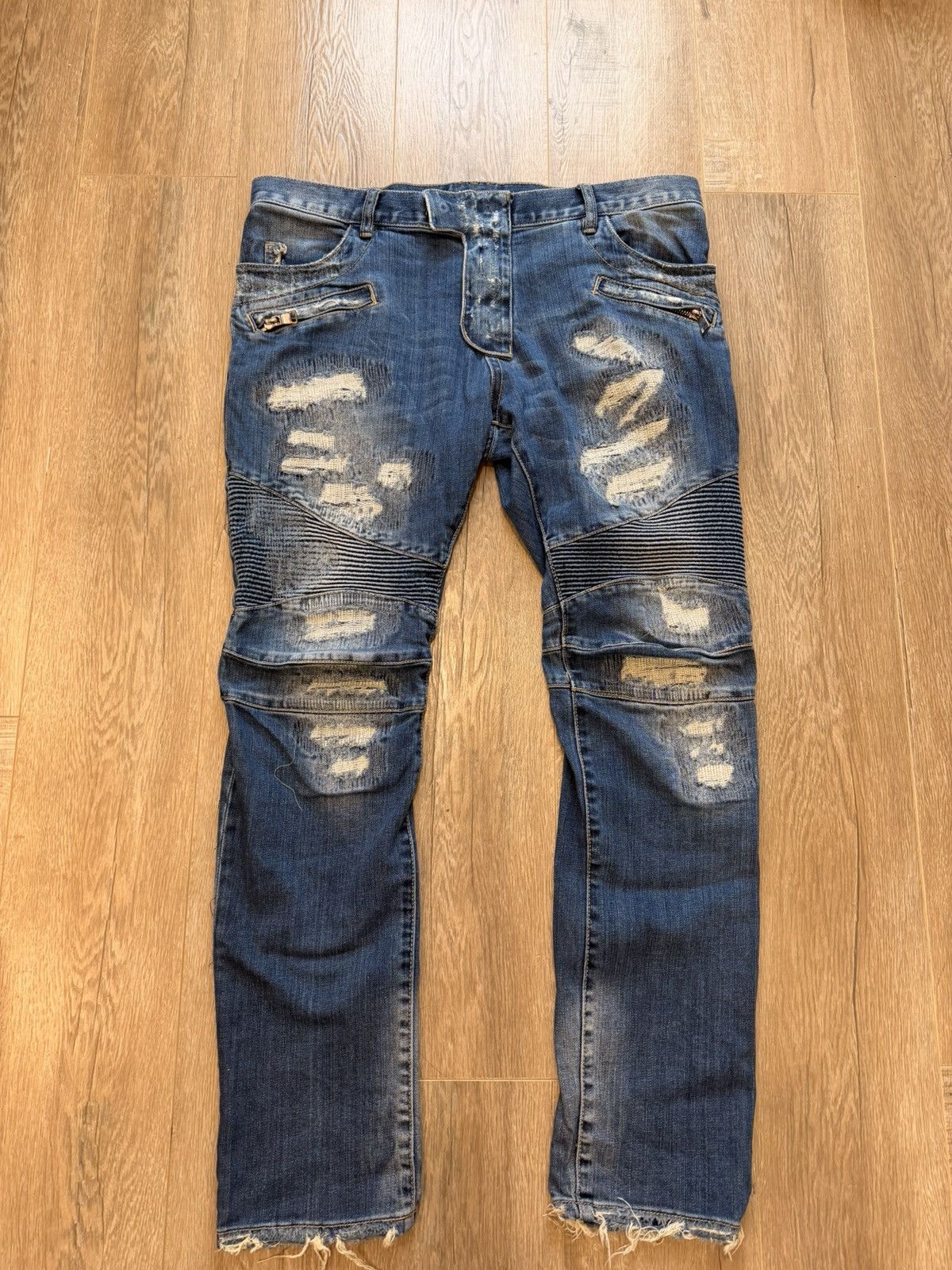 Distressed Moto Jeans