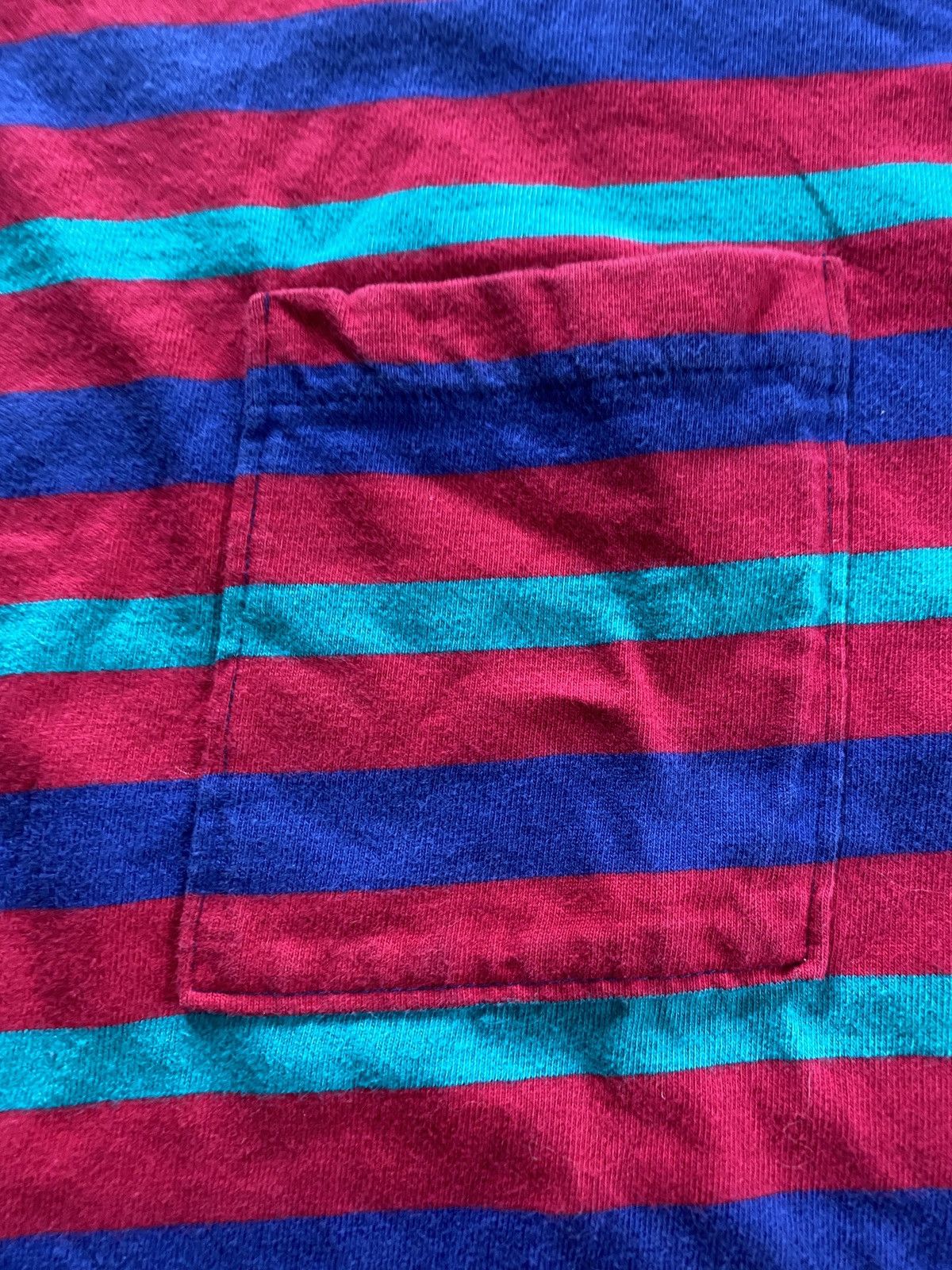 Lands' End Vintage 90’s Lands End Magenta Stripe Single Stitch Tee Size US M / EU 48-50 / 2 - 6 Thumbnail