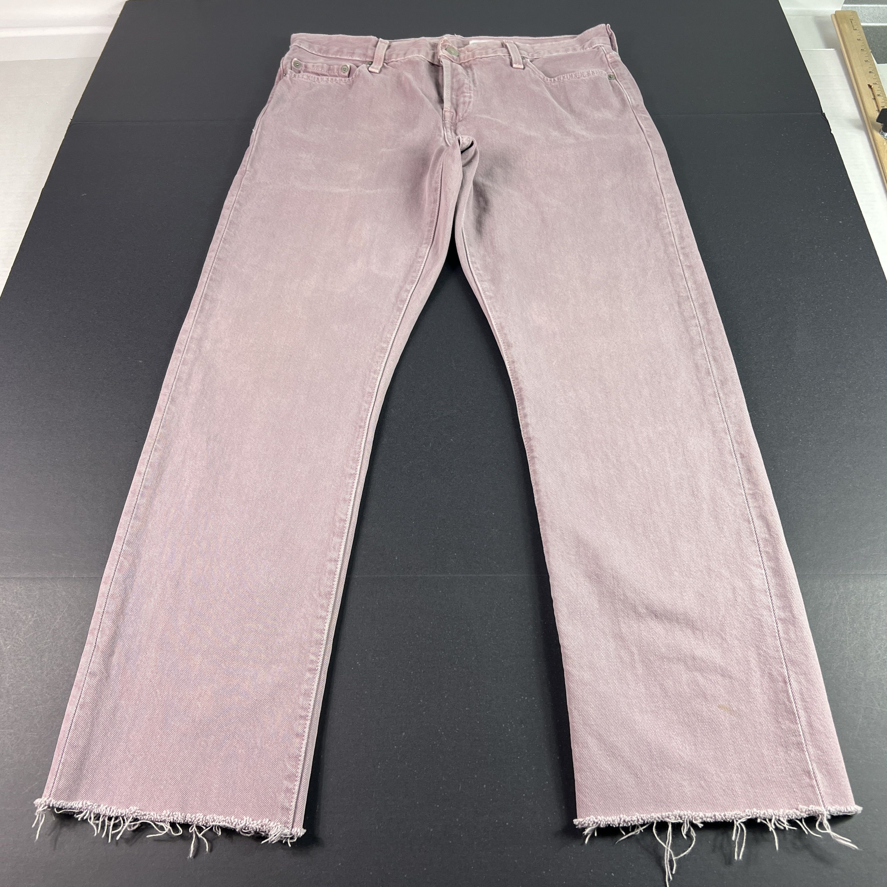 Levi's Y2K Levis Jeans Mid Rise Ankle Straight Purple Raw Hem Denim Size 29" - 1 Thumbnail
