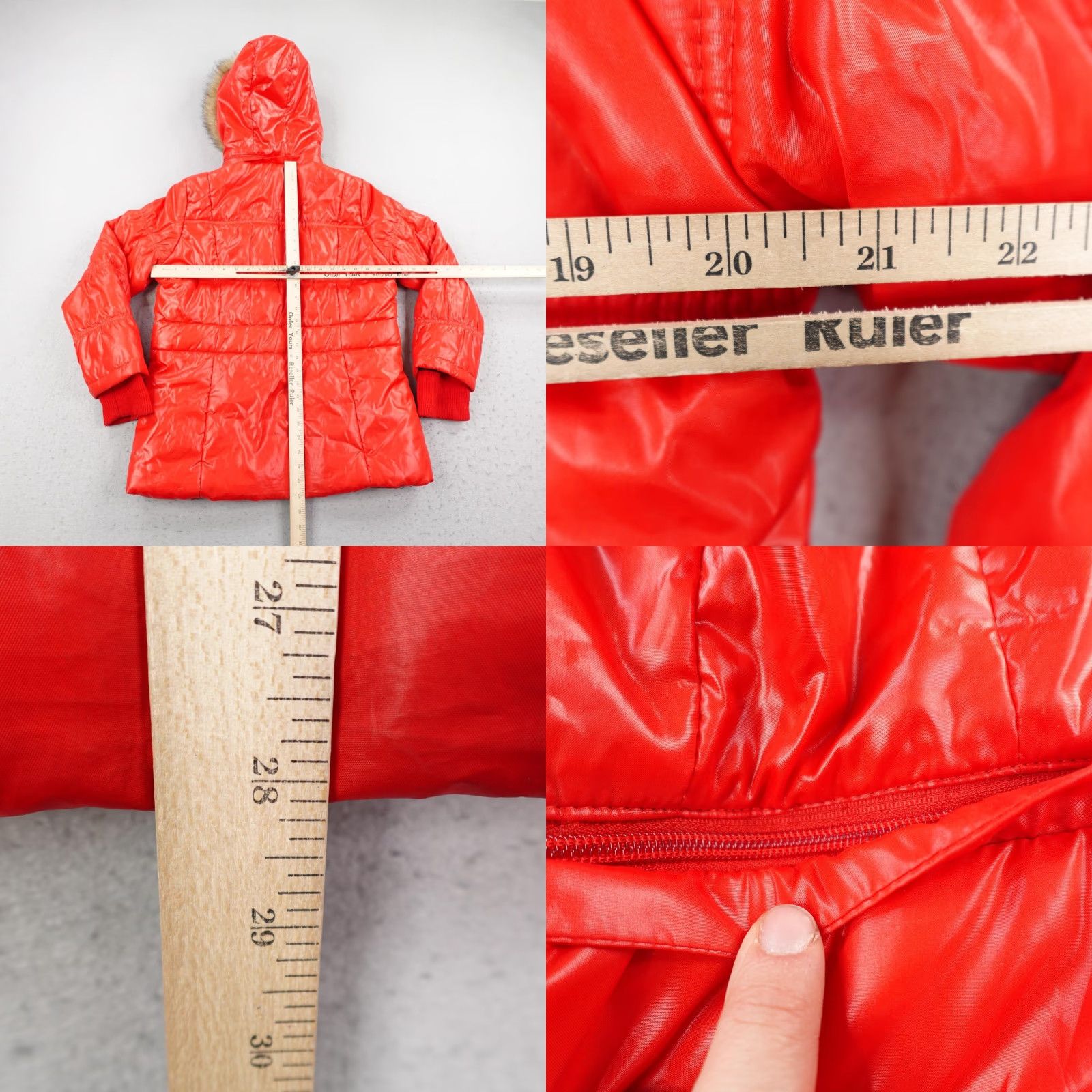 Southpole VINTAGE South Pole Jacket Womens XL Red Puffer Coat Fur Trim Quilted Mid-Length Zip Hooded Insulated Size XL / US 12-14 / IT 48-50 - 8 Thumbnail