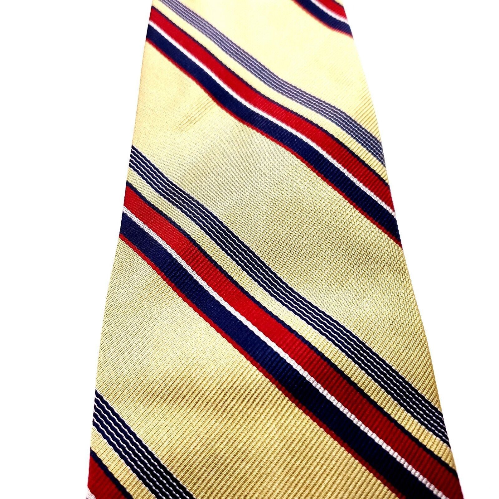 Lands' End Land's End Silk Tie Yellow Woven Striped Red Size ONE SIZE - 2 Thumbnail