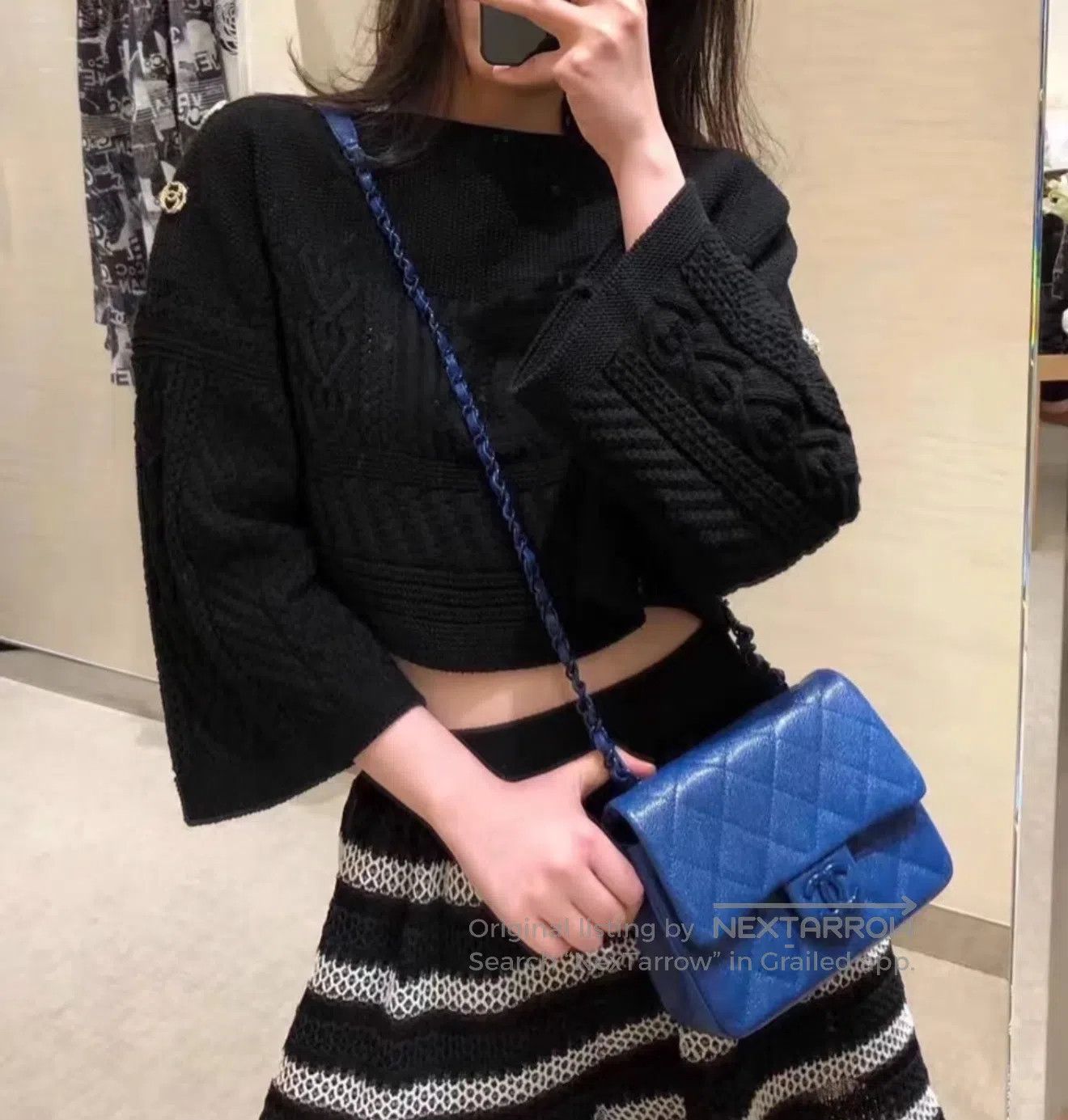 Chanel Chanel Double "C" logo; one-shoulder knit sweater| Size S / US 4 / IT 40 - 1 Thumbnail