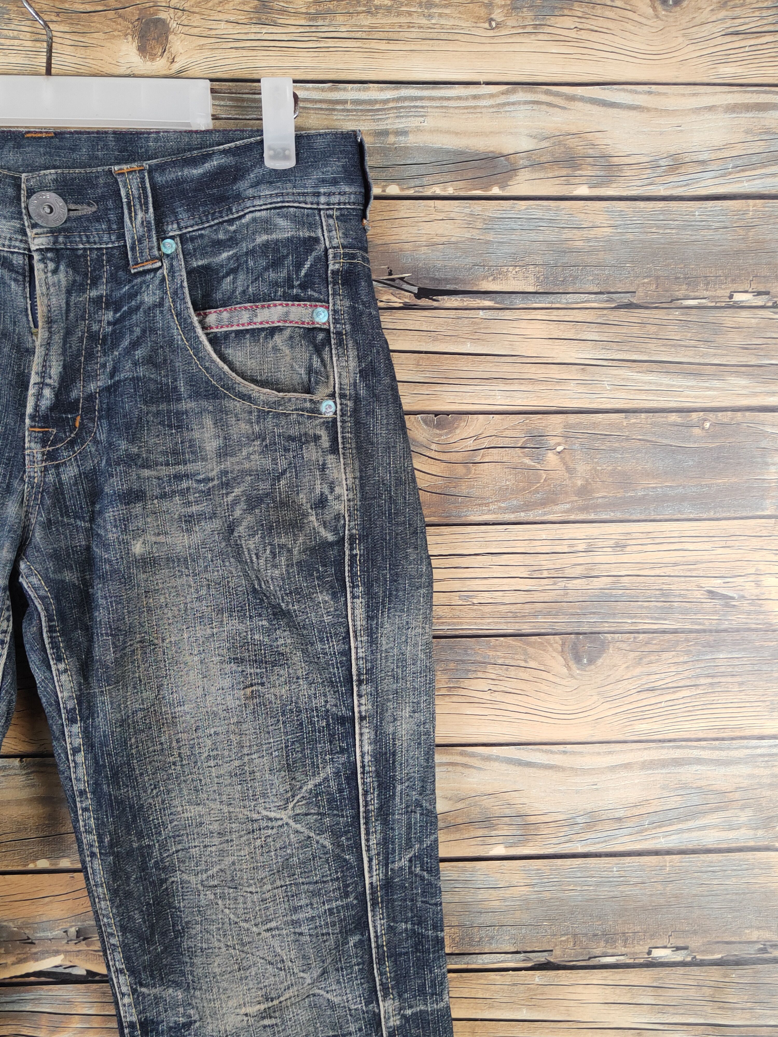 Japanese Brand Japan Dark Blue Distressed Ripped denim Jeans #W1386 Size US 32 / EU 48 - 5 Thumbnail