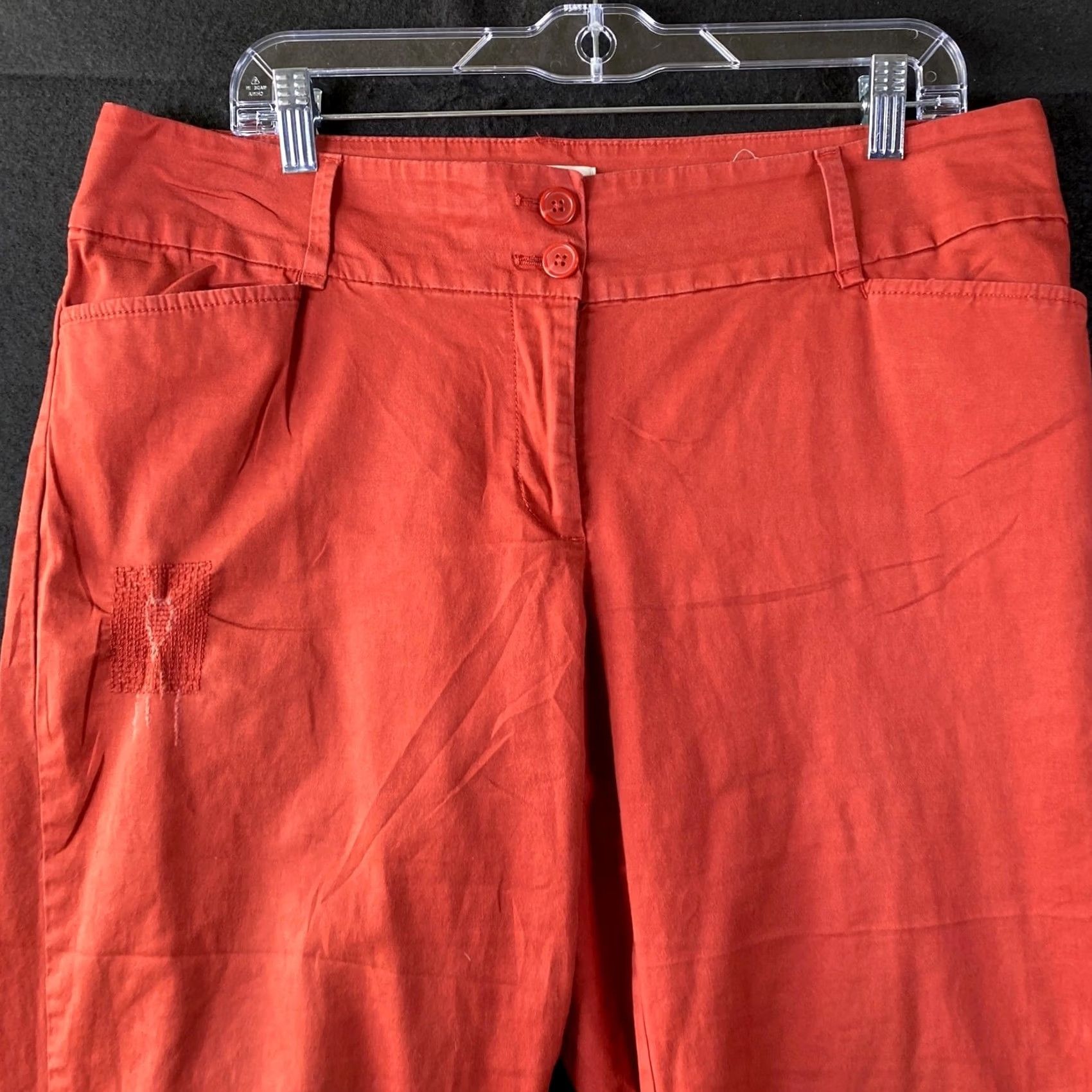 Loft LOFT Orange High Rise Curvy Capris Cropped Cotton Blend Stretch 12 Women's Pants Vintage? Size 34" / US 12 / IT 48 - 2 Thumbnail