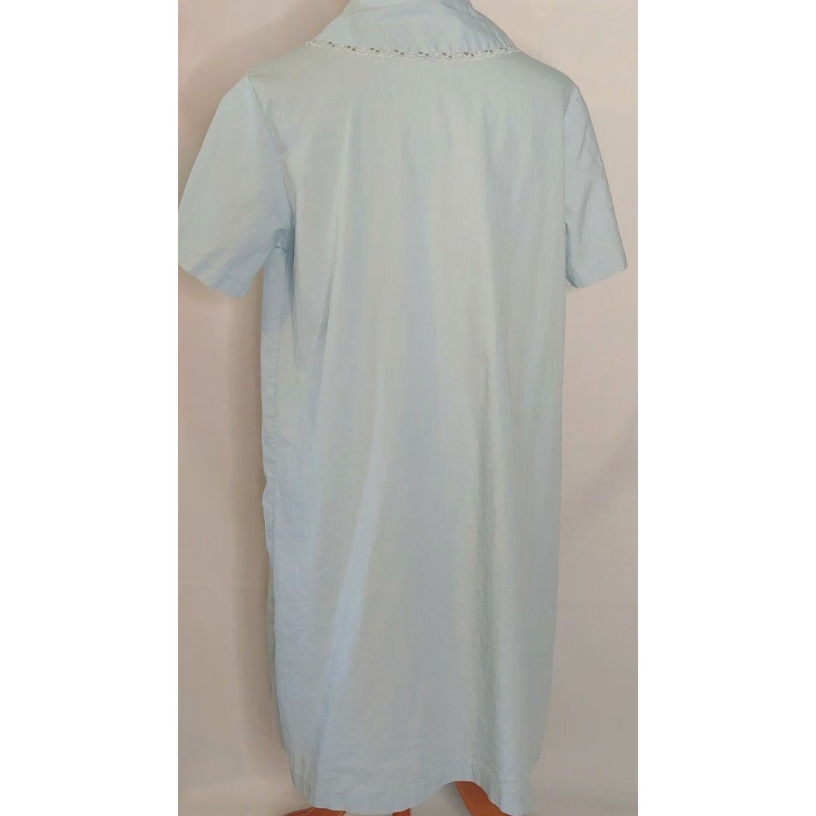 Vintage VINTAGE Womens Nightgown M/L Lace Trim Blue Short Sleeve Button Grannycore Shirt Size 32" / US 10 / IT 46 - 5 Thumbnail