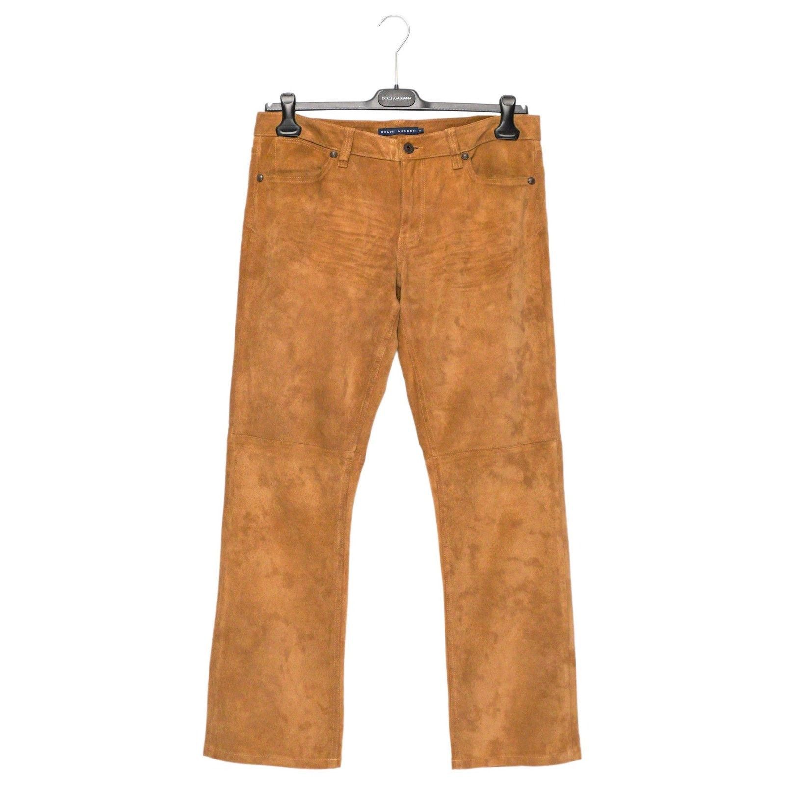 Vintage Ralph Lauren Old Logo Real Calf Suede Leather Pants