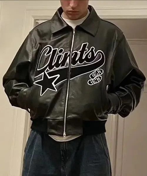 Japanese Brand Vintage Clint's Leather Bomber Letterman Jacket Size US XL / EU 56 / 4 - 4 Thumbnail