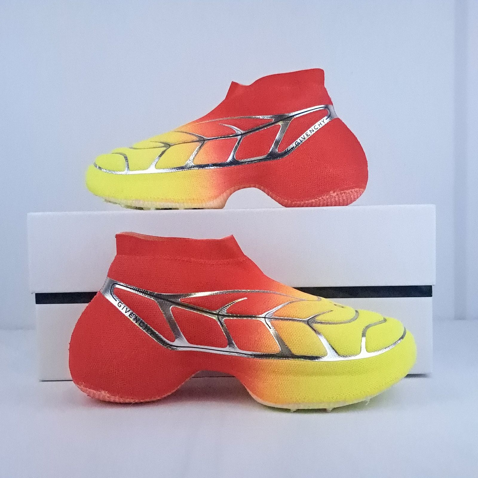 (B).Stroy × Givenchy o1rshd1 TK-360 Mid Sneakers in Red/Yellow Size US 7 / EU 40 - 13 Thumbnail