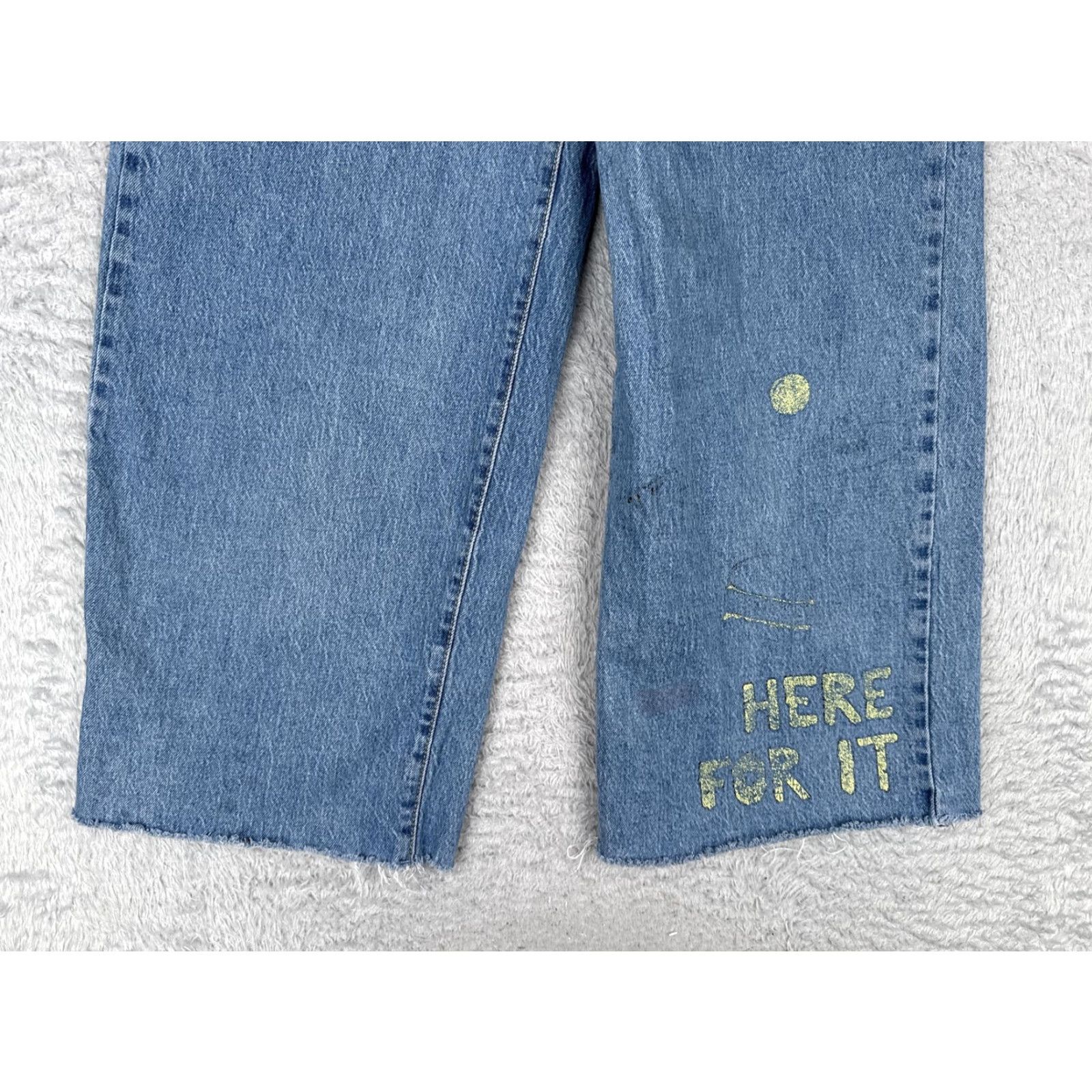 Vintage VINTAGE is not applicable; Wild Fable Jeans Womens 4 Blue High Rise Wide-Leg Crop Glitter Denim 90s Pockets 5-Pocket Design Zip Fly Size 27" / US 4 / IT 40 - 2 Thumbnail