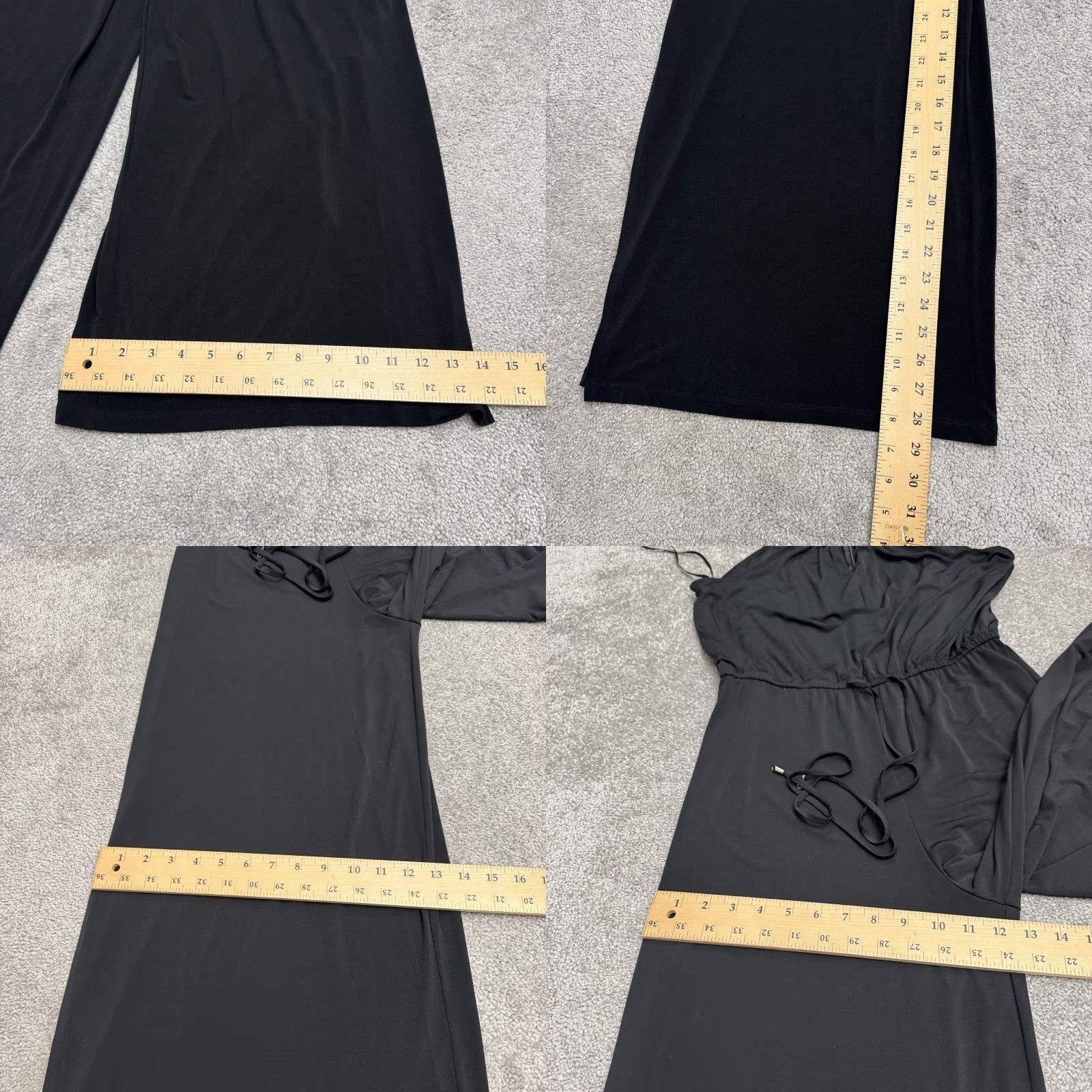 MAGGY LONDON VINTAGE? No — Maggy London Wideleg Jumpsuit Women 12 Black Side Slit Stretch Drawstring Halter Sleeveless Size 34" / US 12 / IT 48 - 8 Thumbnail