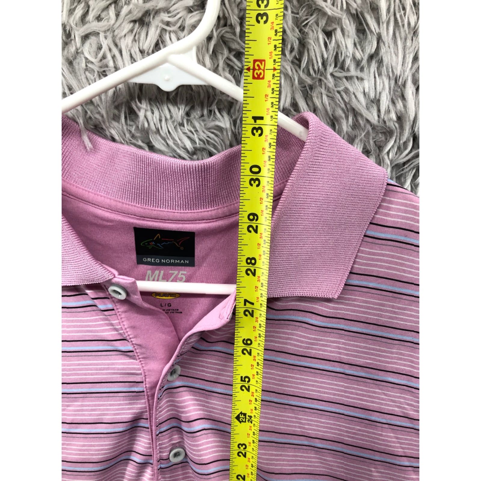 Vintage Greg Norman The Shark ML 75 Golf Polo L Pink Striped 3 Button Play Dry Shirt Mens Golf Polo Regular Shirt Size US L / EU 52-54 / 3 - 5 Thumbnail