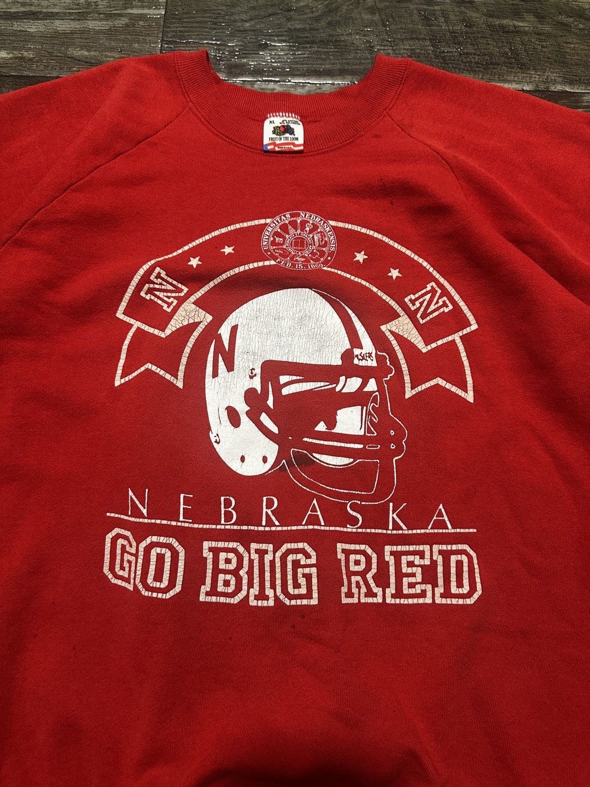 Vintage Vintage 90s Nebraska University Go Big Reds Sweatshirt Size US L / EU 52-54 / 3 - 2 Thumbnail