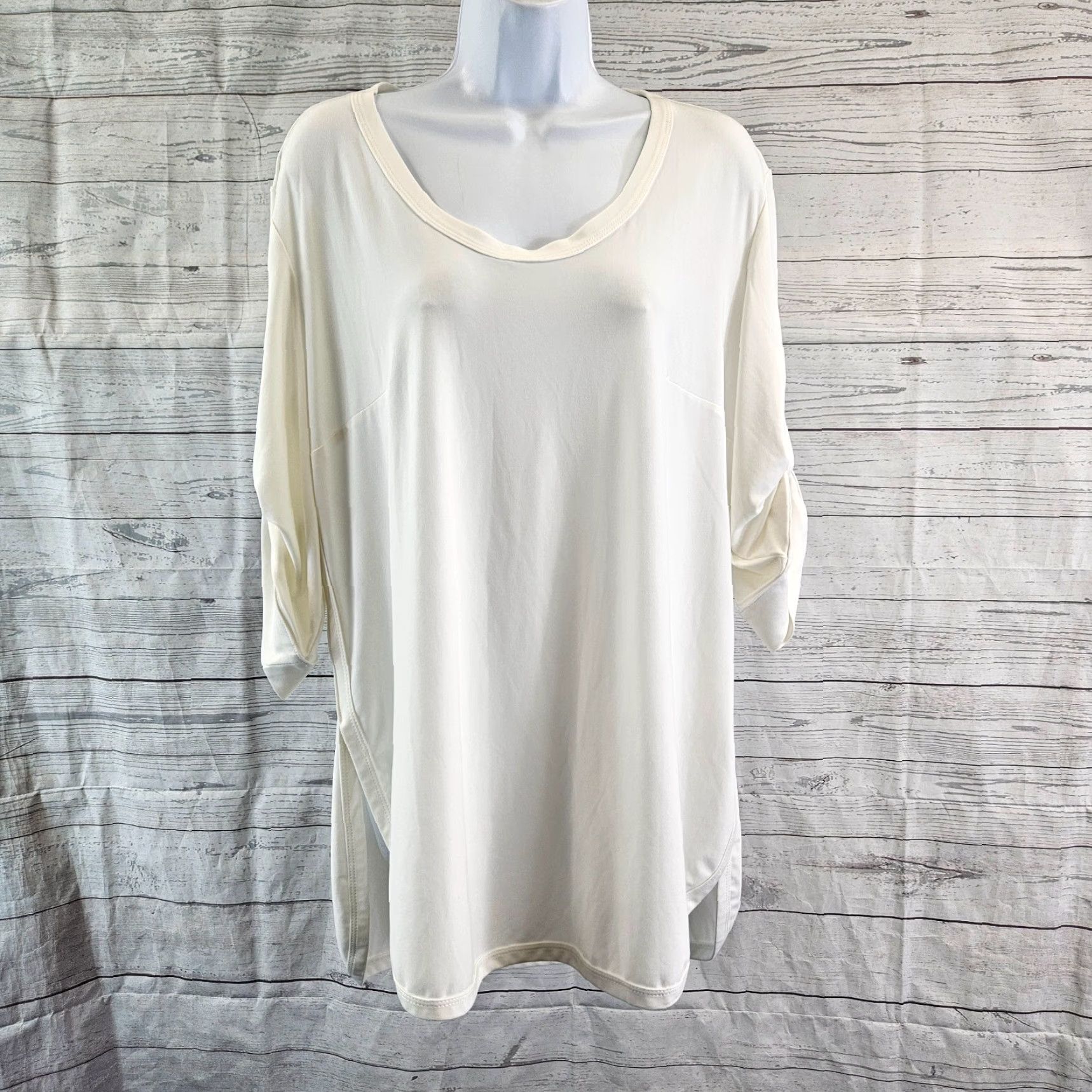 Joseph Ribkoff Joseph Ribkoff Womens Top Blouse Ivory 3/4 Sleeve Size 16 - Tunic Size XXL / US 16-18 / IT 52-54 - 2 Thumbnail