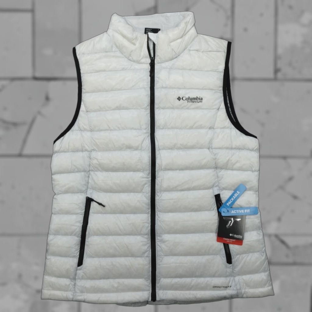 Vintage Columbia Down VEST Jacket Women's L Omni-Heat PACKABLE White Jacket Vest Size L / US 10 / IT 46 - 1 Thumbnail