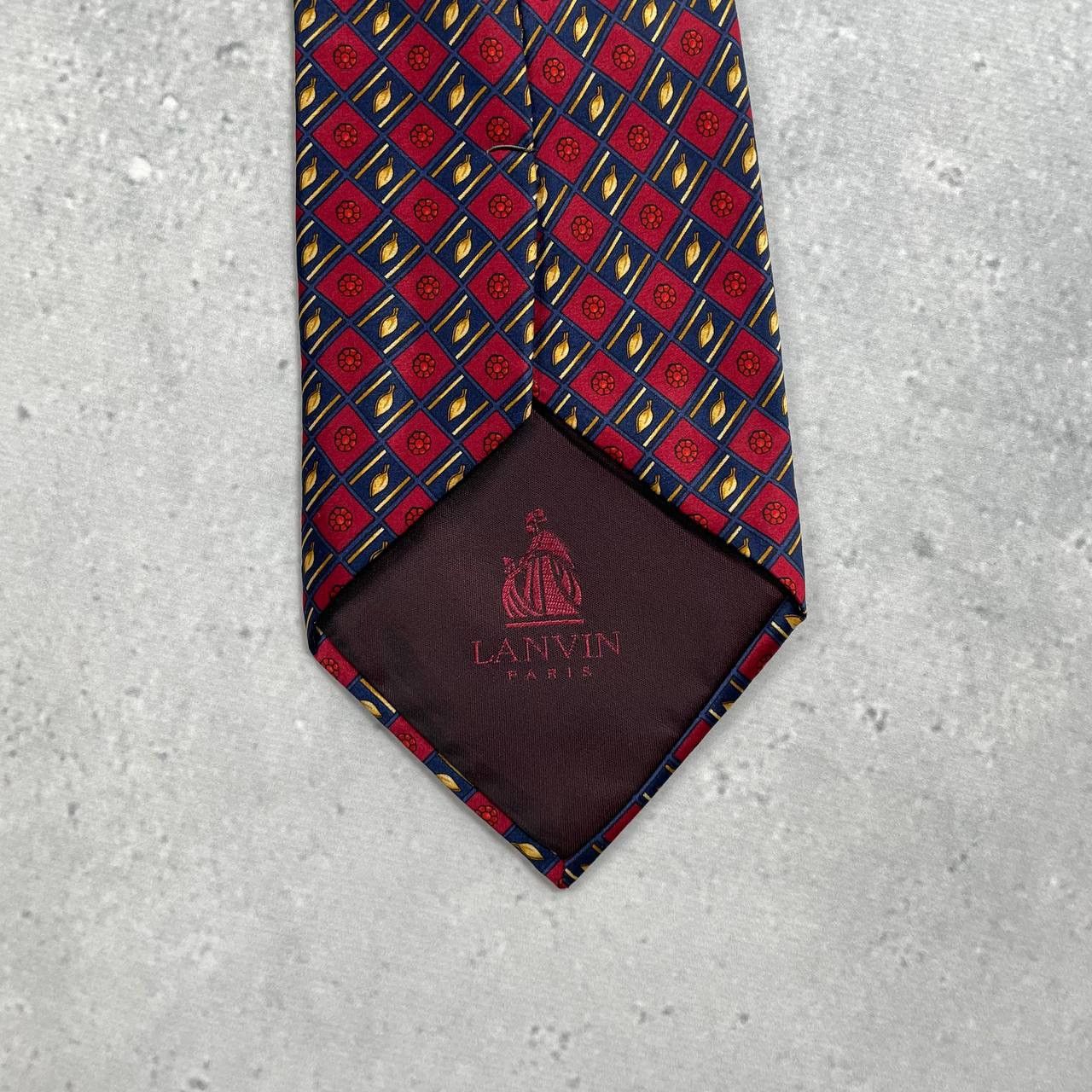 Designer × Lanvin × Vintage Vintage 90s Lanvin Paris Silk Tie Red Size ONE SIZE - 9 Thumbnail