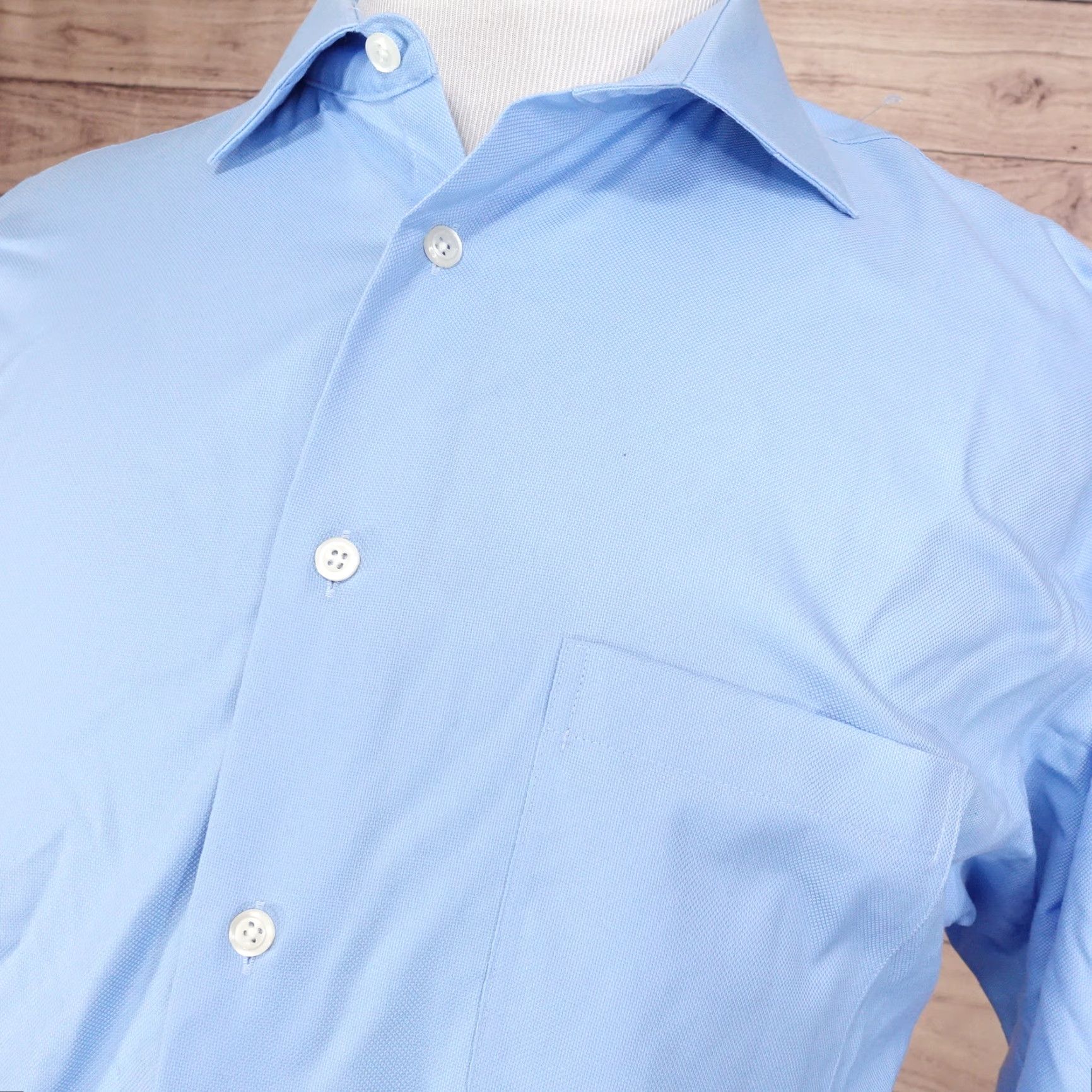 Pronto Uomo PRONTO UOMO NON-IRON BLUE DRESS SHIRT MENS 17.5 REGULAR LONG SLEEVE BUTTON DOWN Size 46R - 2 Thumbnail