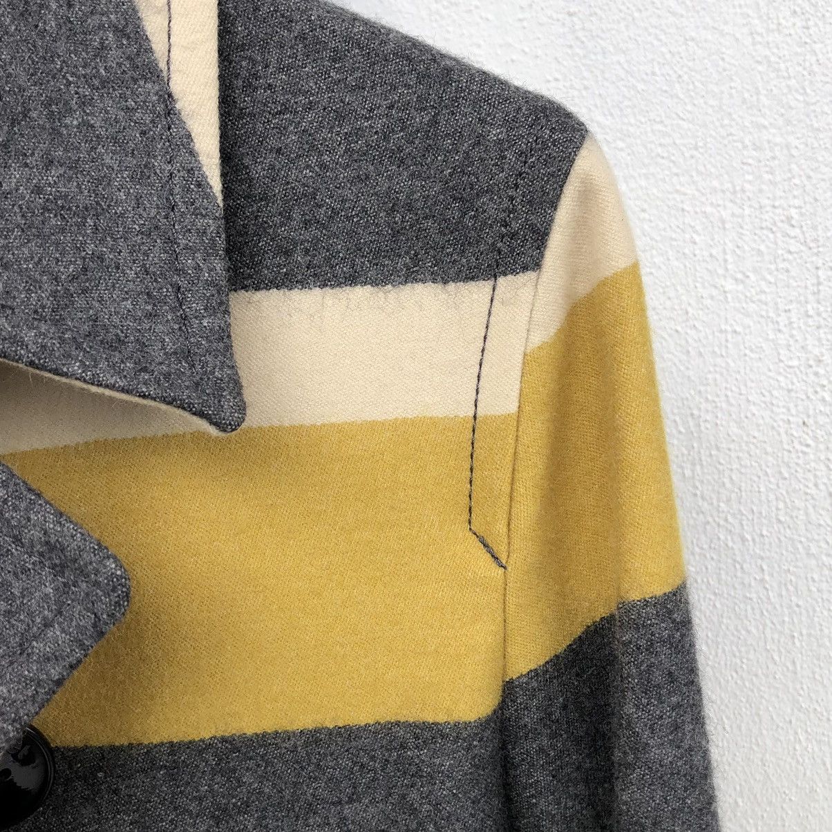 Issey Miyake Issey Miyake Japan Ne-Net Stripes Wool Pea Coat Size M / US 6-8 / IT 42-44 - 5 Thumbnail