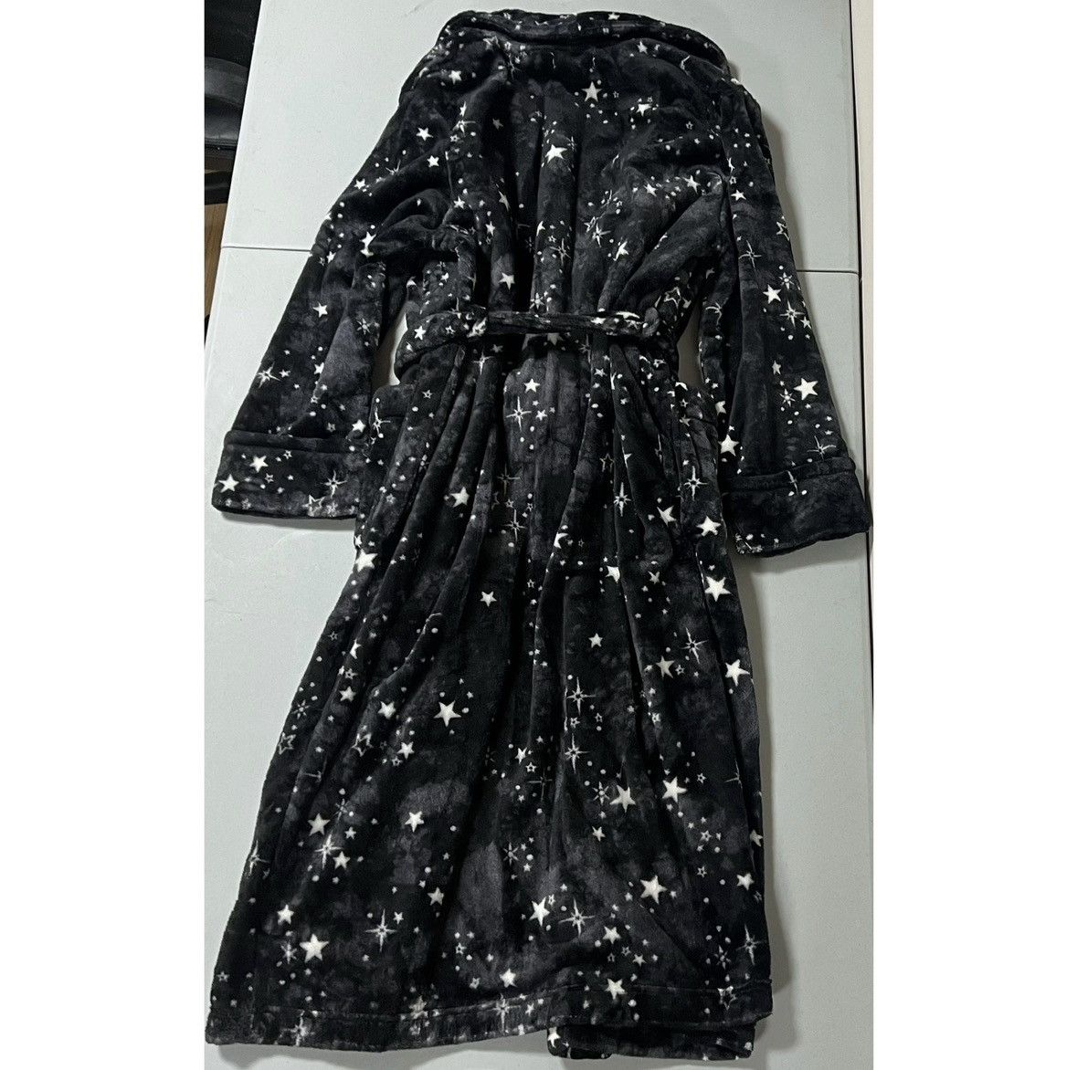Sonoma Black Stars Galaxy Plush Belted Robe Bathrobe Size S💫✨ #robe Size S / US 4 / IT 40 - 6 Thumbnail
