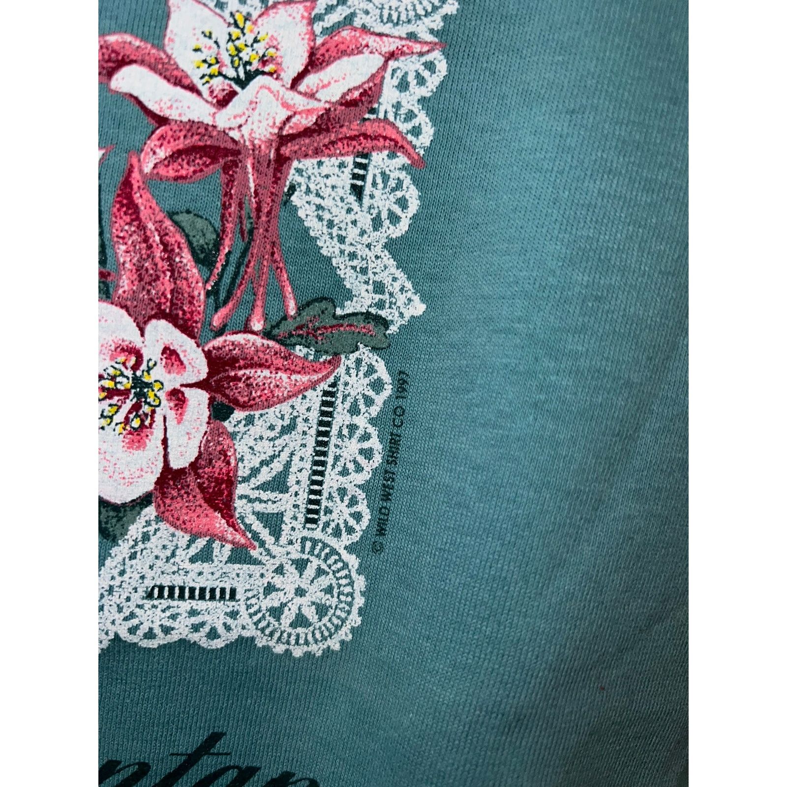 Vintage Women's Montana Floral Flower Green Top Shirt Women L Large Size L / US 10 / IT 46 - 5 Thumbnail