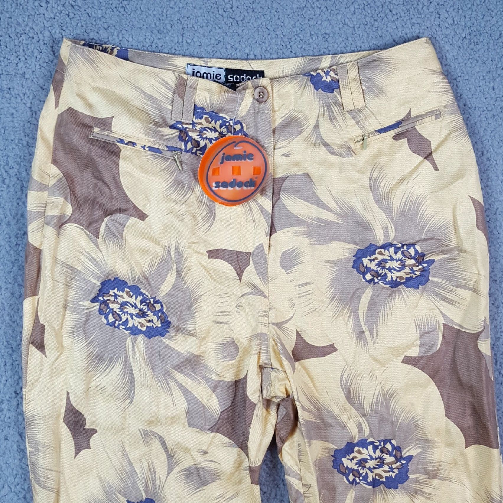 Vintage VINTAGE Jamie Sadock Yellow Floral Silk Capri Pants Relaxed Tapered Women's Size 10 Y2K Retro Bohemian Size 32" / US 10 / IT 46 - 2 Thumbnail
