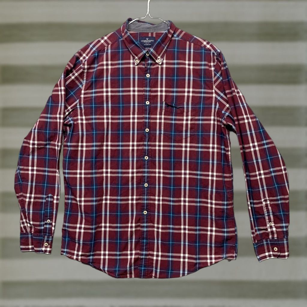 American Eagle Outfitters VINTAGE American Eagle Outfitters Shirt Men XLT Long Sleeve Button Plaid Red/White/Blue Size US XL / EU 56 / 4 - 1 Thumbnail