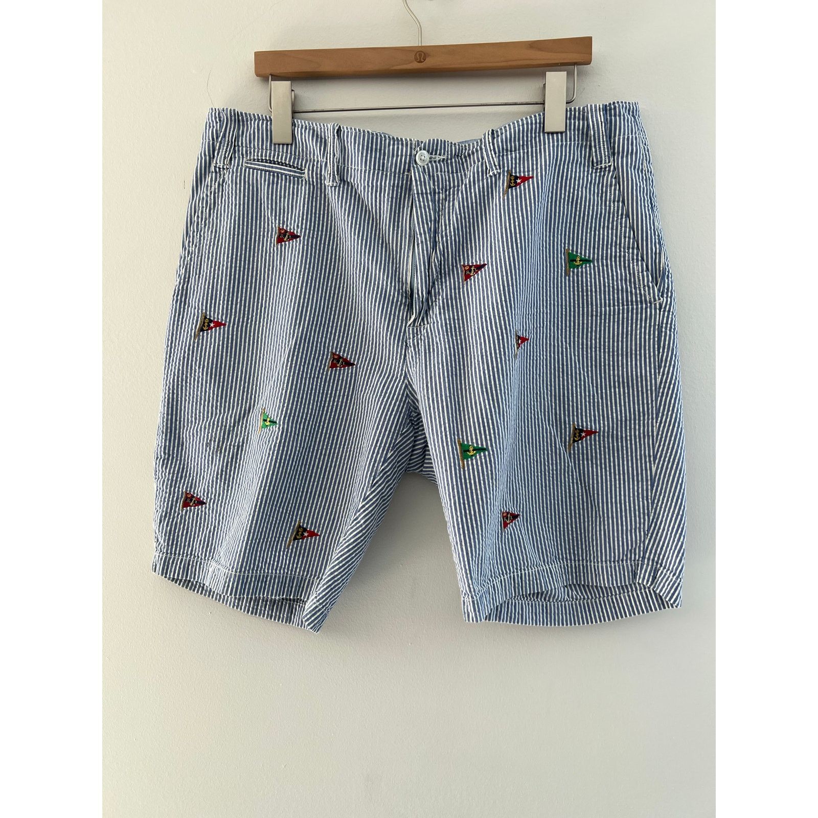 Polo Ralph Lauren Polo Ralph Seersucker Nautical Flag Classic Fit Shorts 38 Size US 38 / EU 54 - 1 Thumbnail