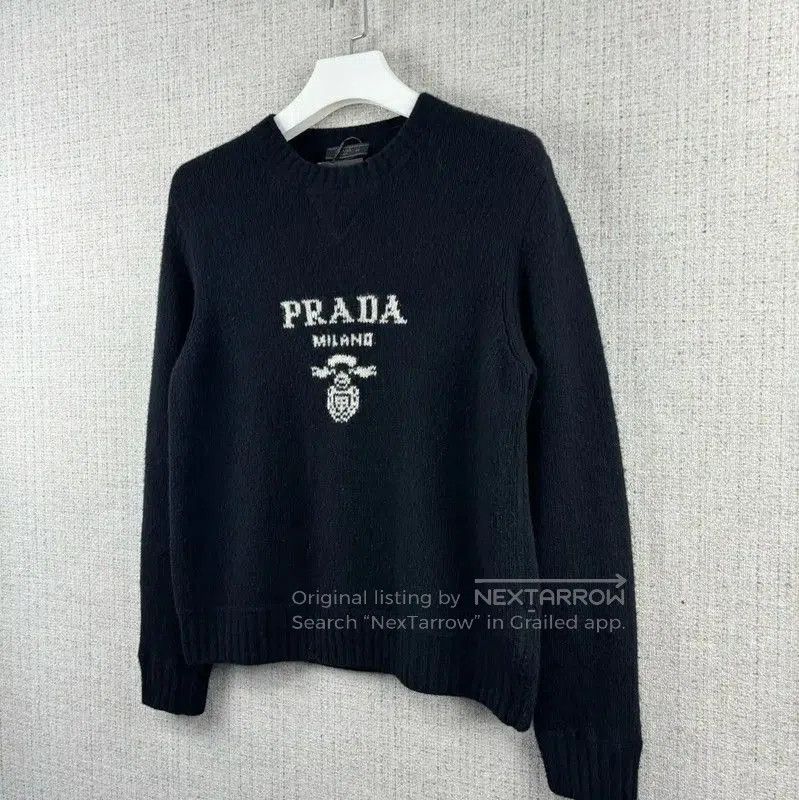 Prada Prada Black Wool Logo Knit Sweater for Men. Size US M / EU 48-50 / 2 - 2 Thumbnail