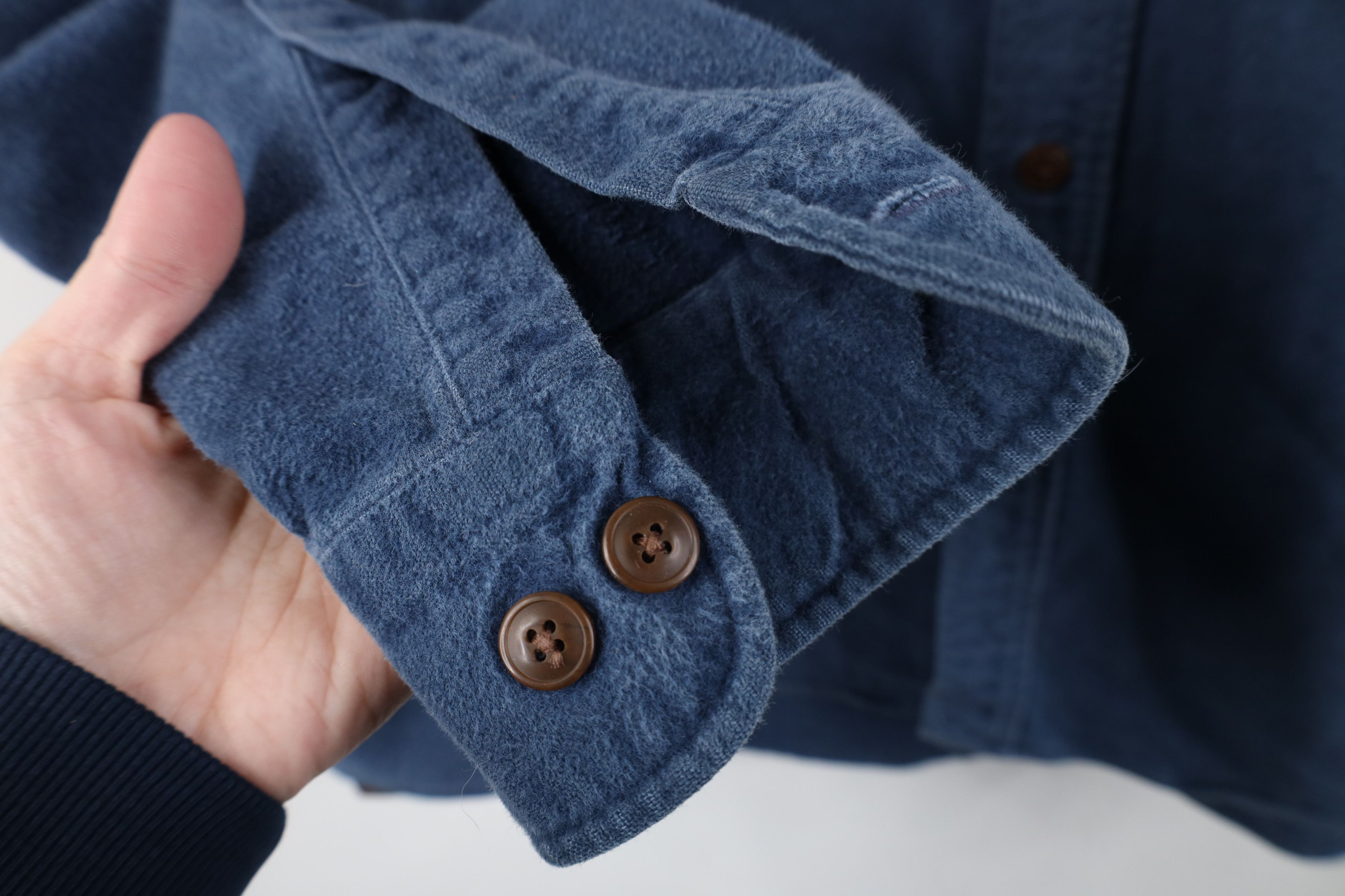 Vintage Vintage 90s Streetwear Heavy Chamois Cloth Button Shirt Blue Size US L / EU 52-54 / 3 - 5 Thumbnail