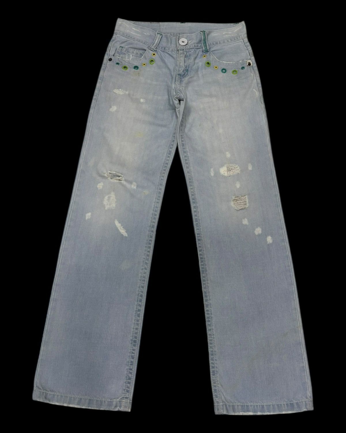 Hysteric Glamour × Japanese Brand RARE‼️BLUEMOONBLUE BLUE WASHED DISTRESSED DENIM JEANS Size 28" / US 6 / IT 42 - 2 Thumbnail