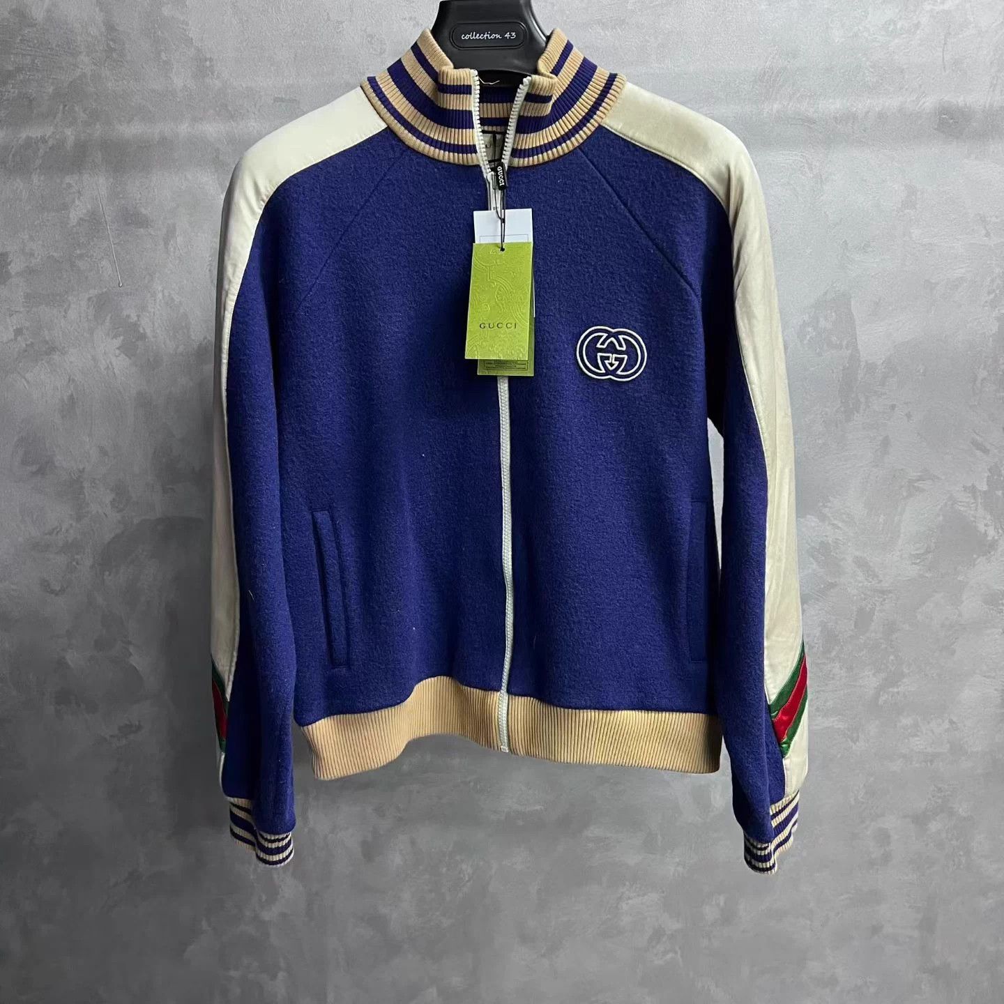 Gucci Gucci Blue Knit Wool Logo Jacquard Jacket Size US XS / EU 42 / 0 - 1 Thumbnail