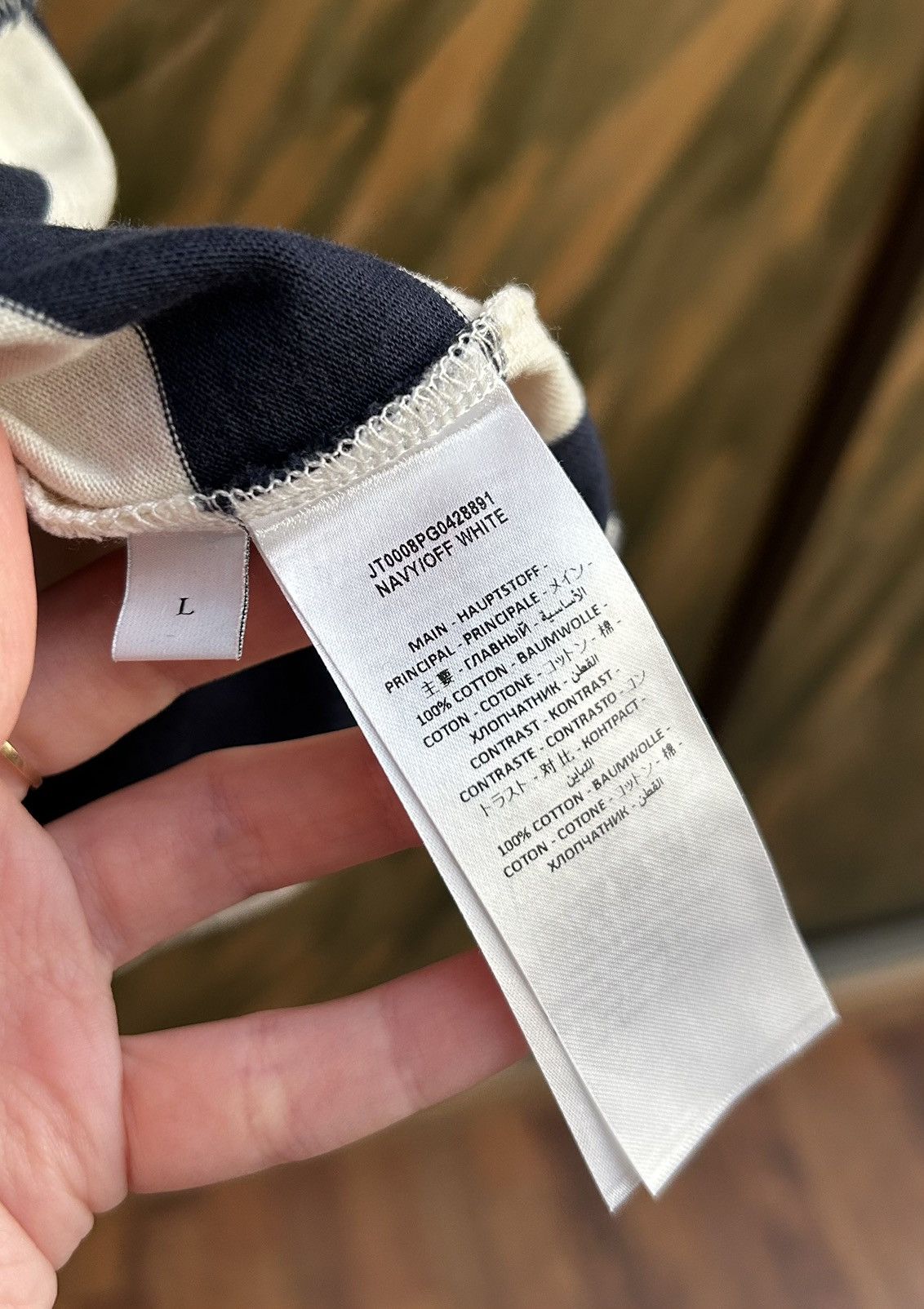 JW Anderson JW Anderson Navy/Off-White Oversize Anchor Striped Tee Size US L / EU 52-54 / 3 - 5 Thumbnail