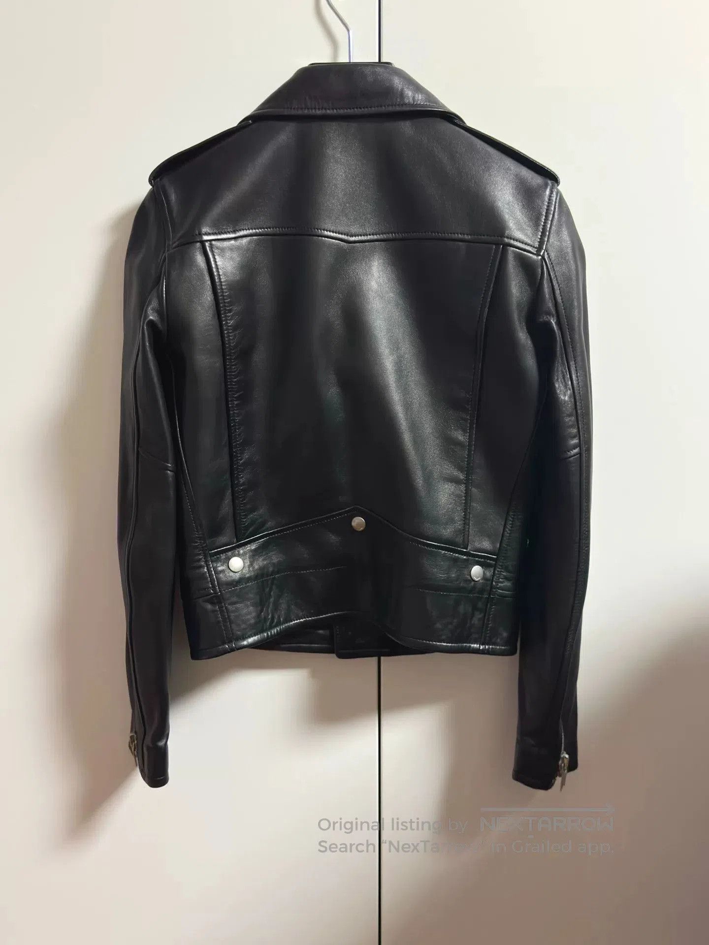 Saint Laurent Paris classic black leather biker jacket for women. Size S / US 4 / IT 40 - 5 Thumbnail