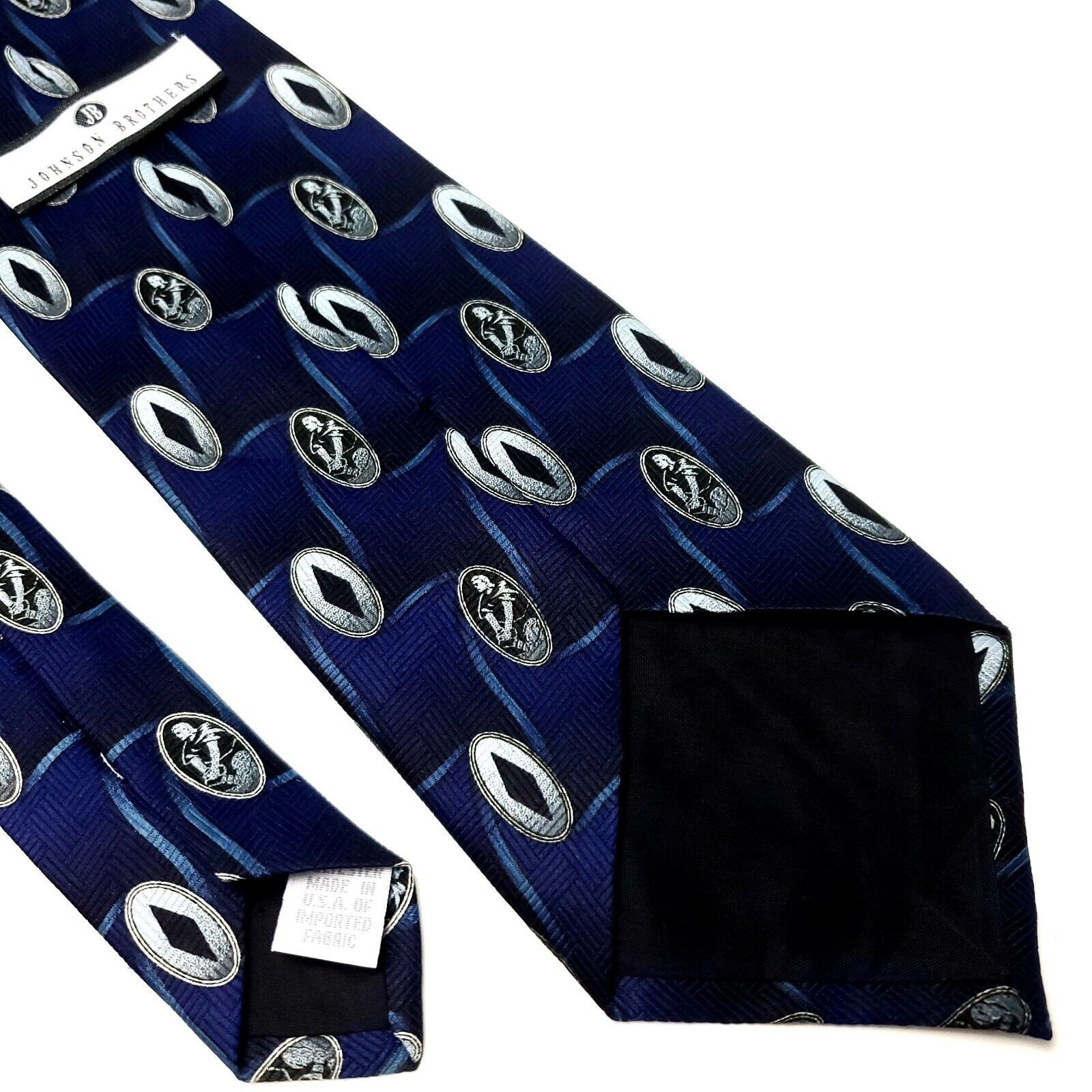 Vintage Johnson Brothers Polyester Tie Blue Geometric Size ONE SIZE - 5 Thumbnail