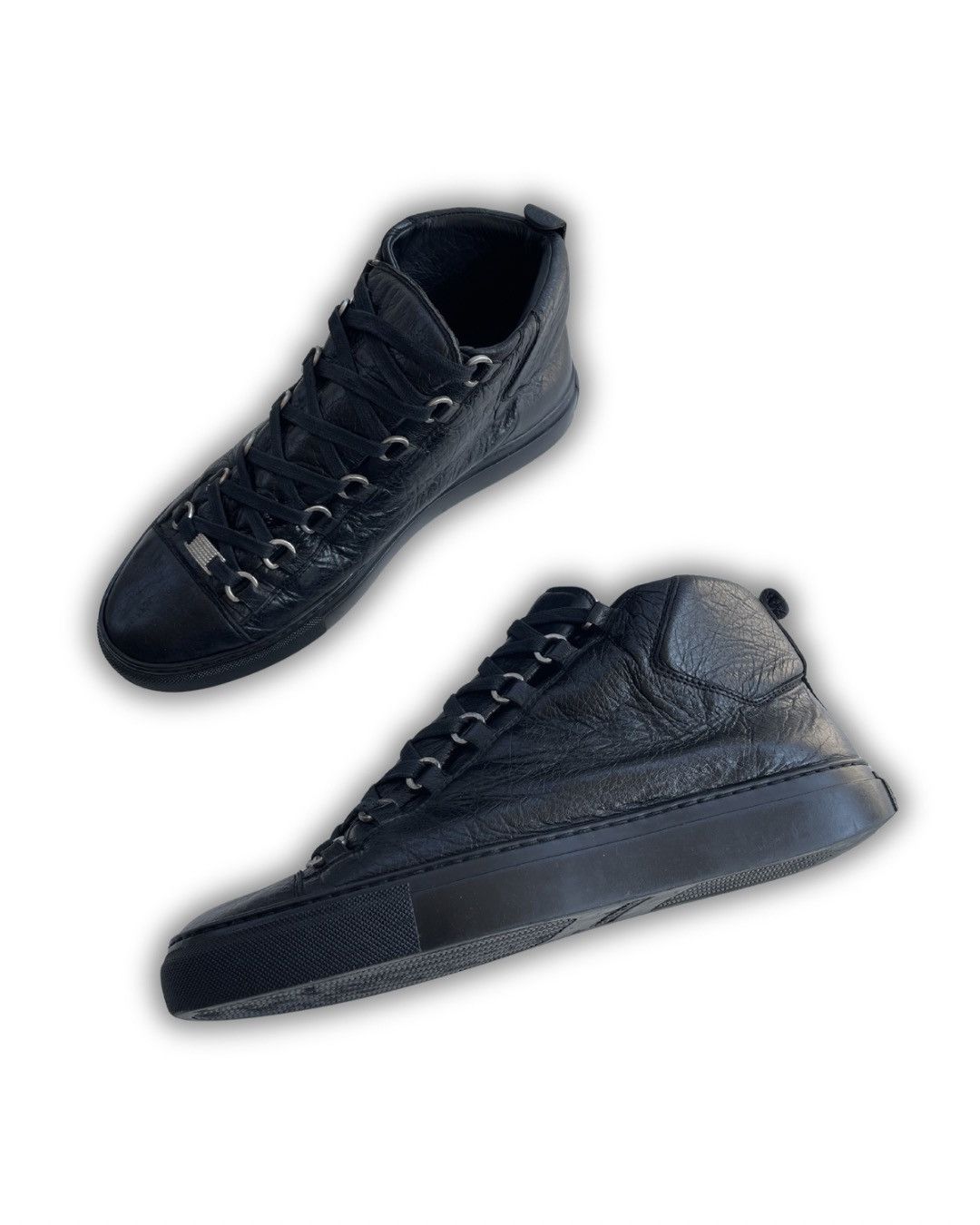 Balenciaga Balenciaga Arena Black Leather High Top Sneakers Size US 8 / EU 41 - 2 Thumbnail