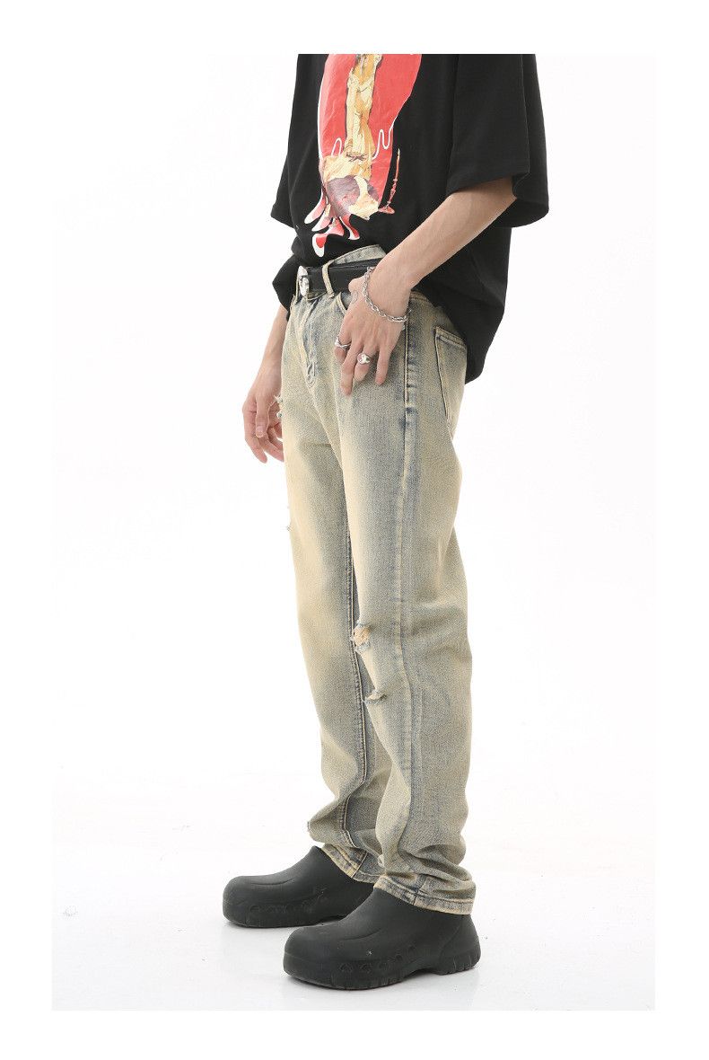 Vintage Japanese retro slim fit ripped casual straight leg jeans Size US 32 / EU 48 - 4 Thumbnail