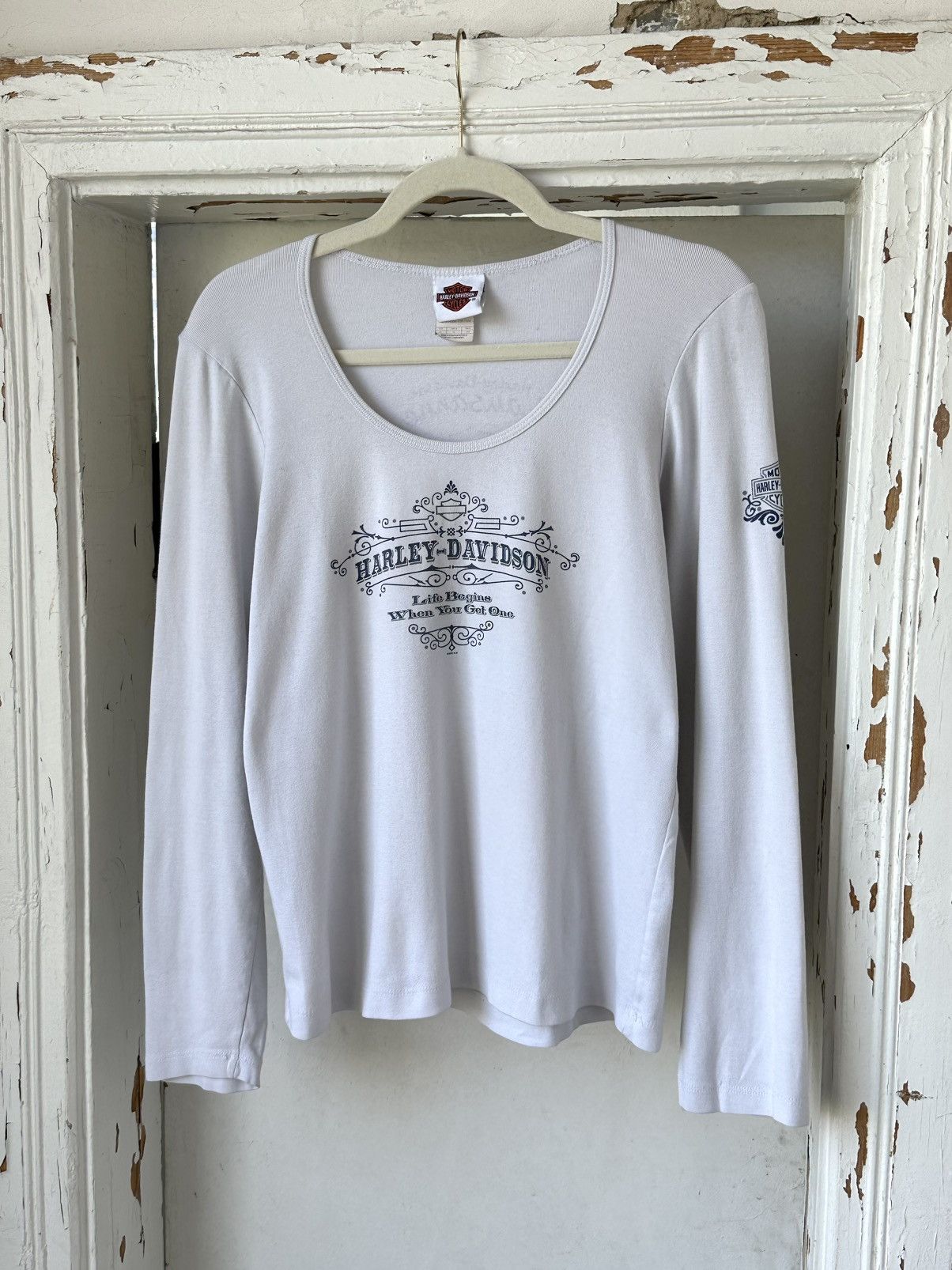 Vintage Vintage Harley-Davidson White Long Sleeve Size XL / US 12-14 / IT 48-50 - 1 Thumbnail