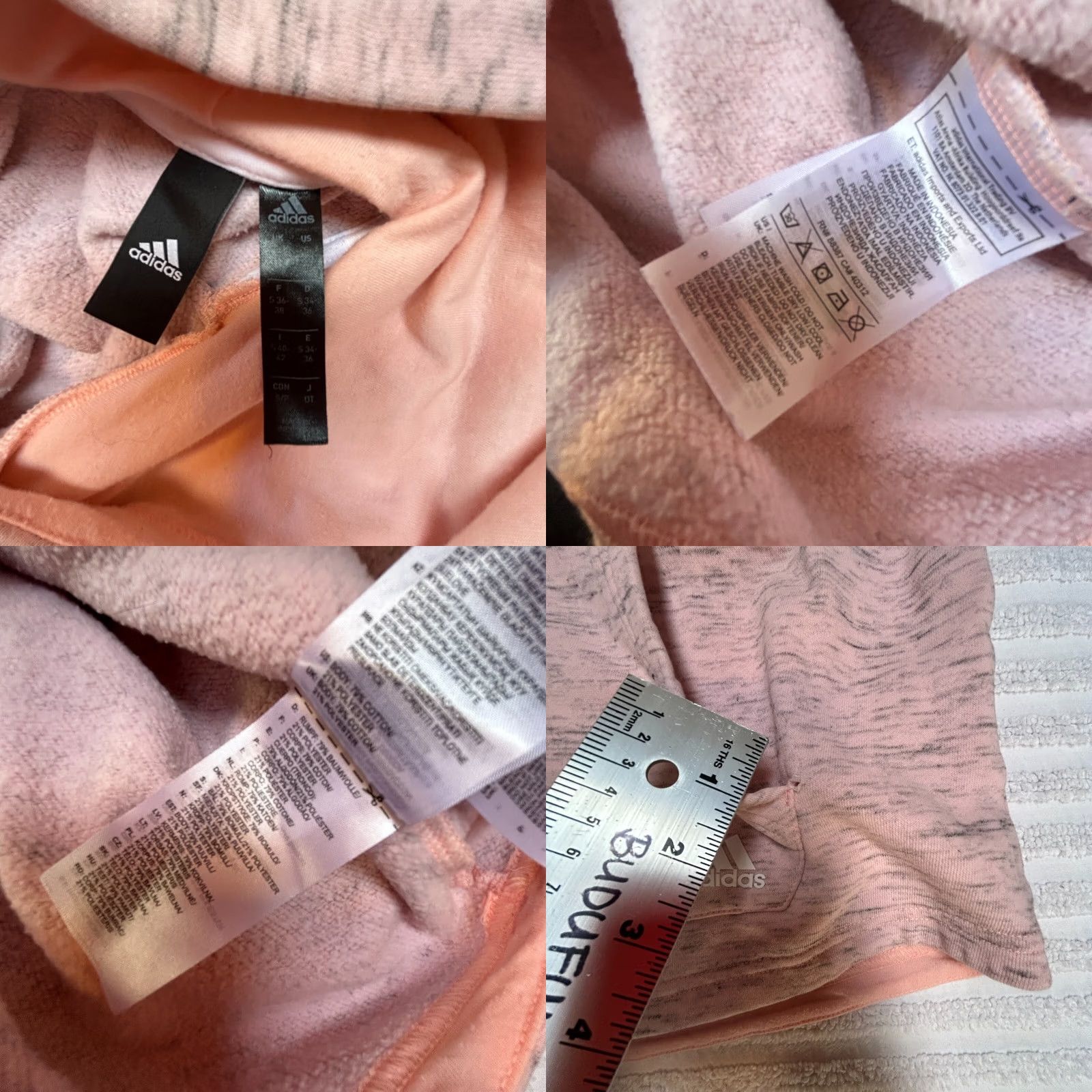 Adidas Adidas Womens Small Pink Hoodie Pullover Fleece Pullover Jacket Raglan Sleeve Hooded Front Pockets Size S / US 4 / IT 40 - 8 Thumbnail