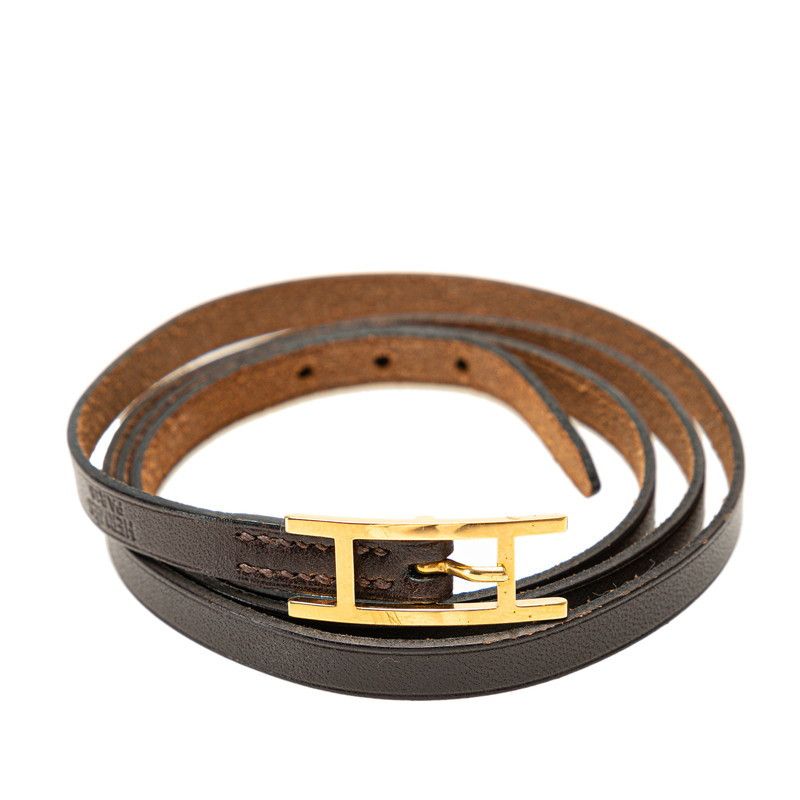 Hermes Hermes H Logo Leather Choker Brown Leather Pet Collar in Very Good Condition