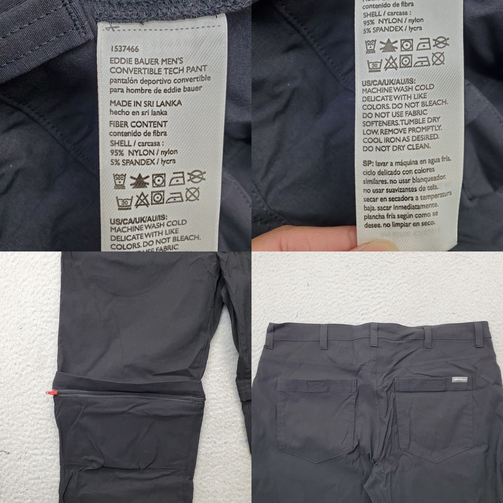 Eddie Bauer Eddie Bauer Mens Pants Cargo Convertible Tech 38x30 Black Outdoor Hiking 1537466 Size US 38 / EU 54 - 8 Thumbnail