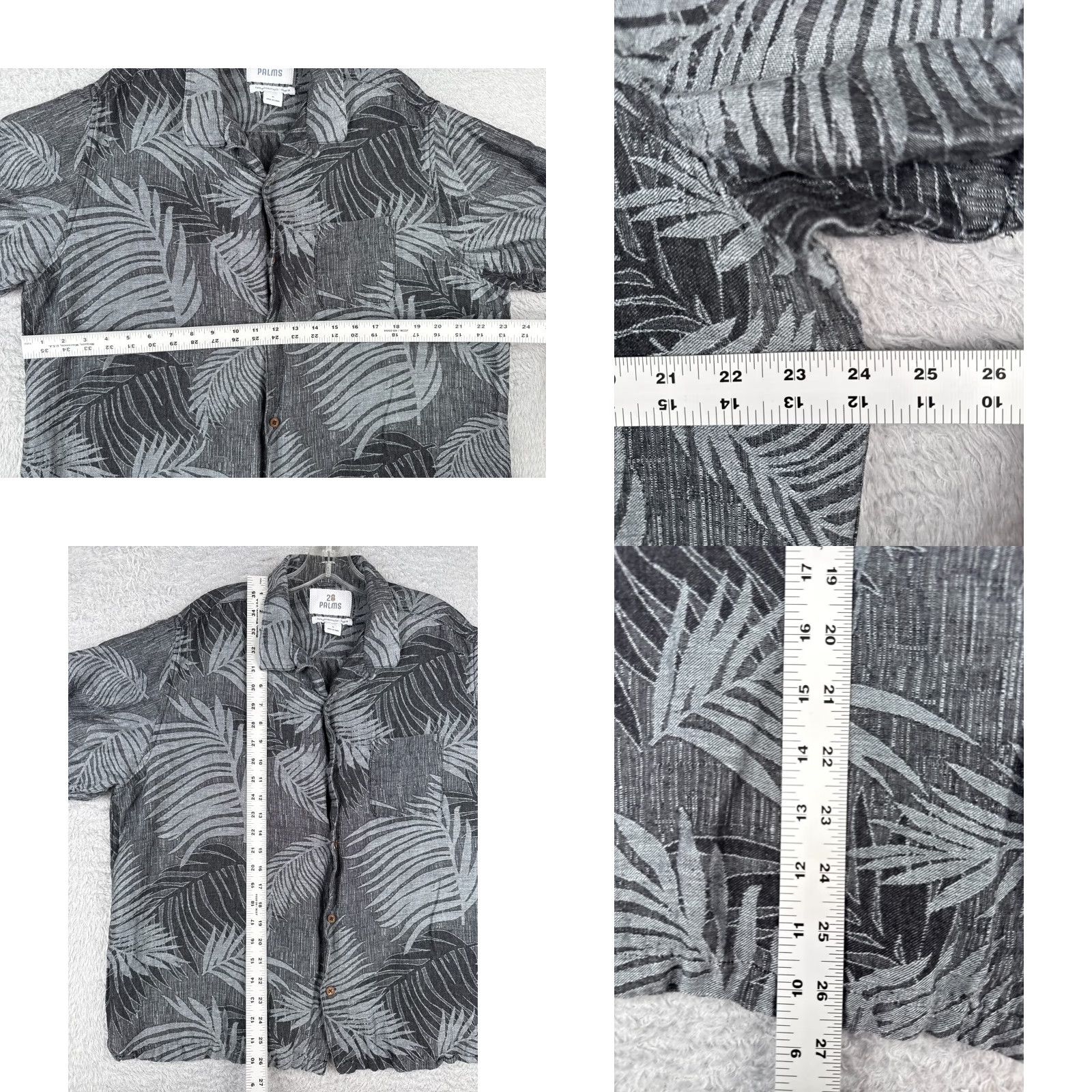 Vintage 28 Palms Shirt Men XL Gray Palm Leaf Hawaiian Button Up Silk Blend Linen Size US XL / EU 56 / 4 - 8 Thumbnail