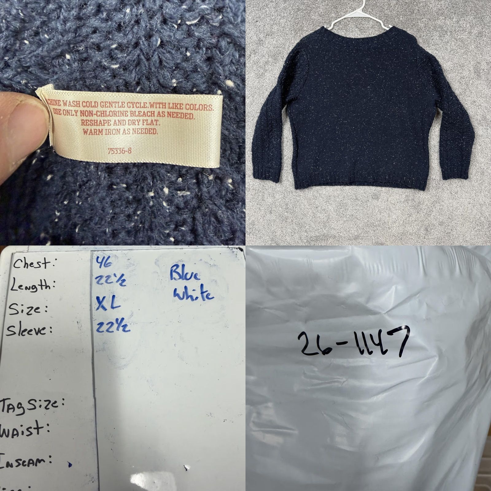 Vintage Arizona Jean Co Sweater XL Blue Speckled Cable Knit Chunky Cozy Cabincore Preppy Size XL / US 12-14 / IT 48-50 - 8 Thumbnail