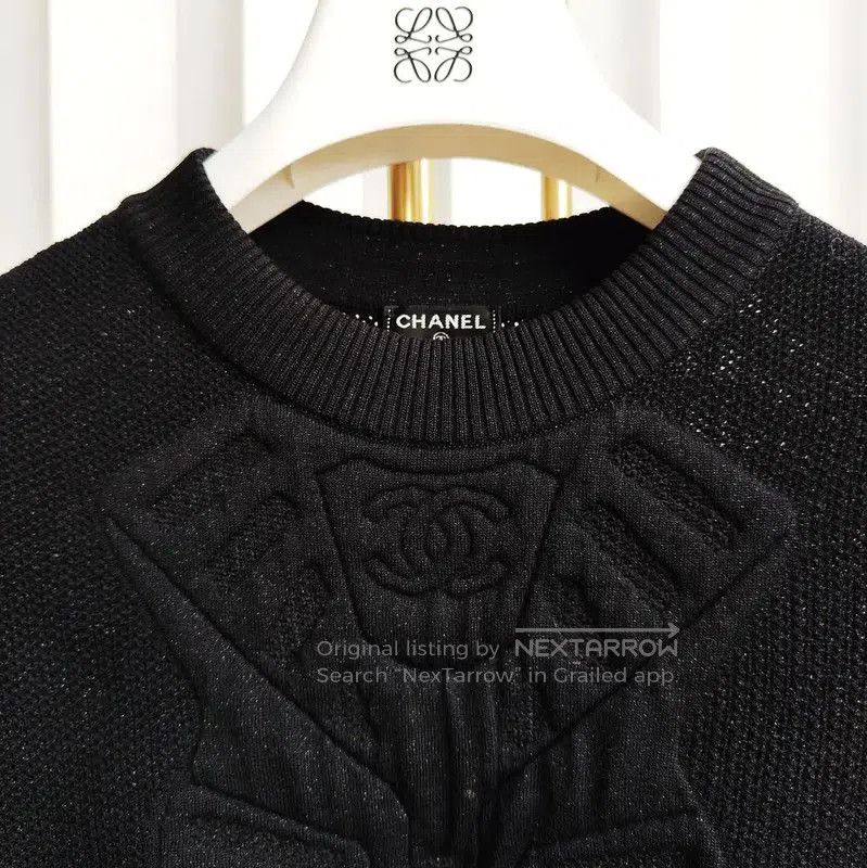 Chanel Chanel Black Cotton Long Sleeve Sweater . Size S / US 4 / IT 40 - 3 Thumbnail
