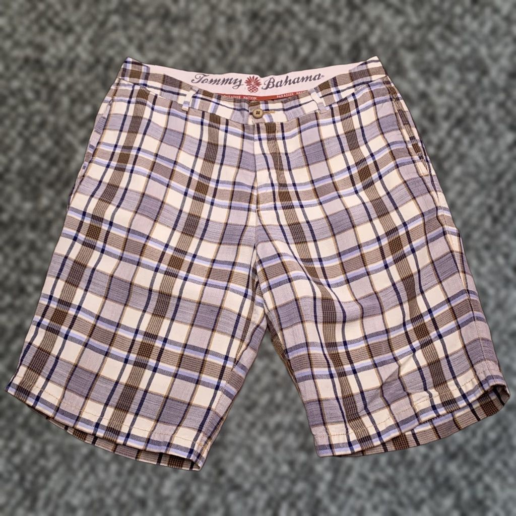 Tommy Bahama Tommy Bahama Shorts Adult 32 Linen Paradise Nation Flat Front Plaid Marlin Mens Size US 32 / EU 48 - 1 Thumbnail