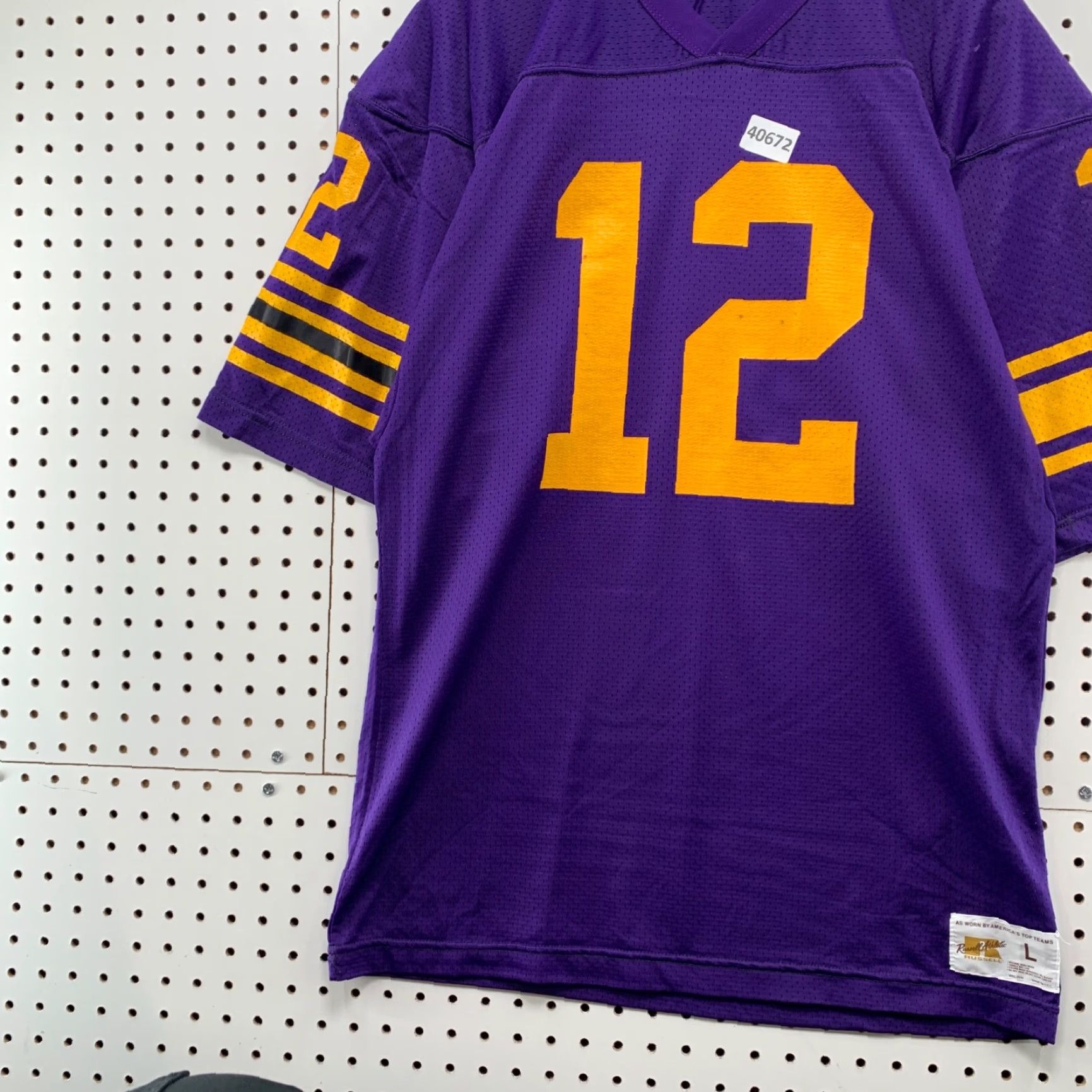 Russell Athletic VINTAGE 70s Russell Athletic Football Jersey Mens Large Purple Graphic Print #12 Walsh USA Size US L / EU 52-54 / 3 - 5 Thumbnail