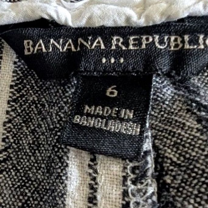 Banana Republic Banana Republic Grey White Striped Linen Blend Paperbag Waist Shorts Womens 6 Size 28" / US 6 / IT 42 - 3 Thumbnail