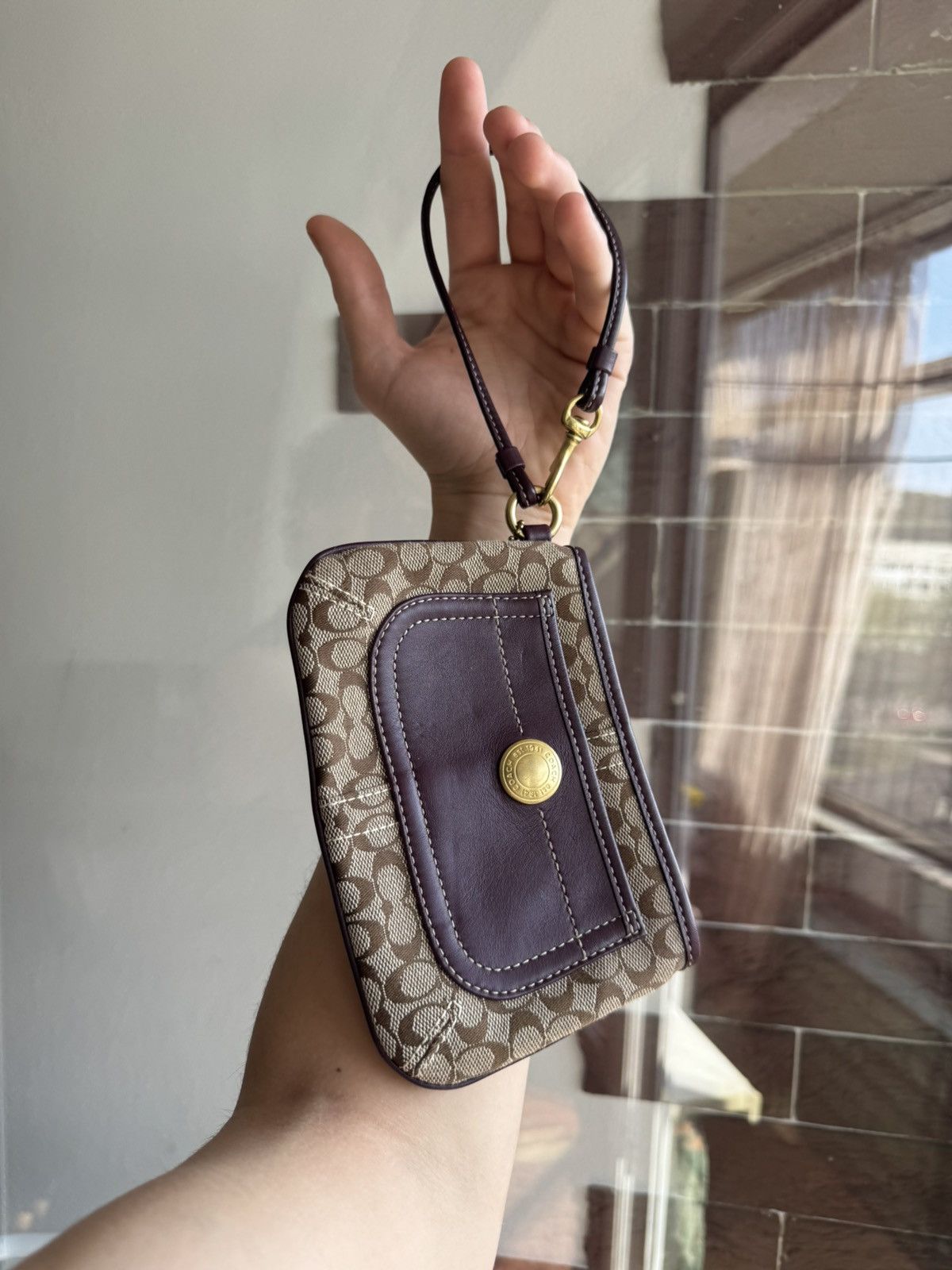 Coach Coach Brown Canvas Mini Bag Wristlet Wallet Size ONE SIZE - 1 Thumbnail